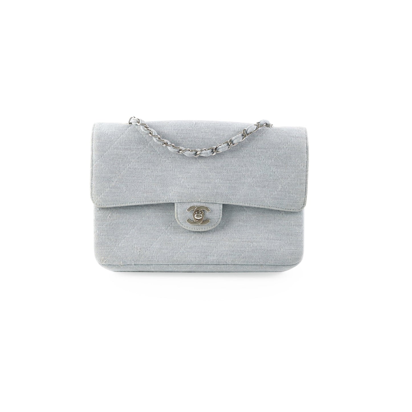 Chanel Timeless Quilted Jersey Shoulder Flap Blue