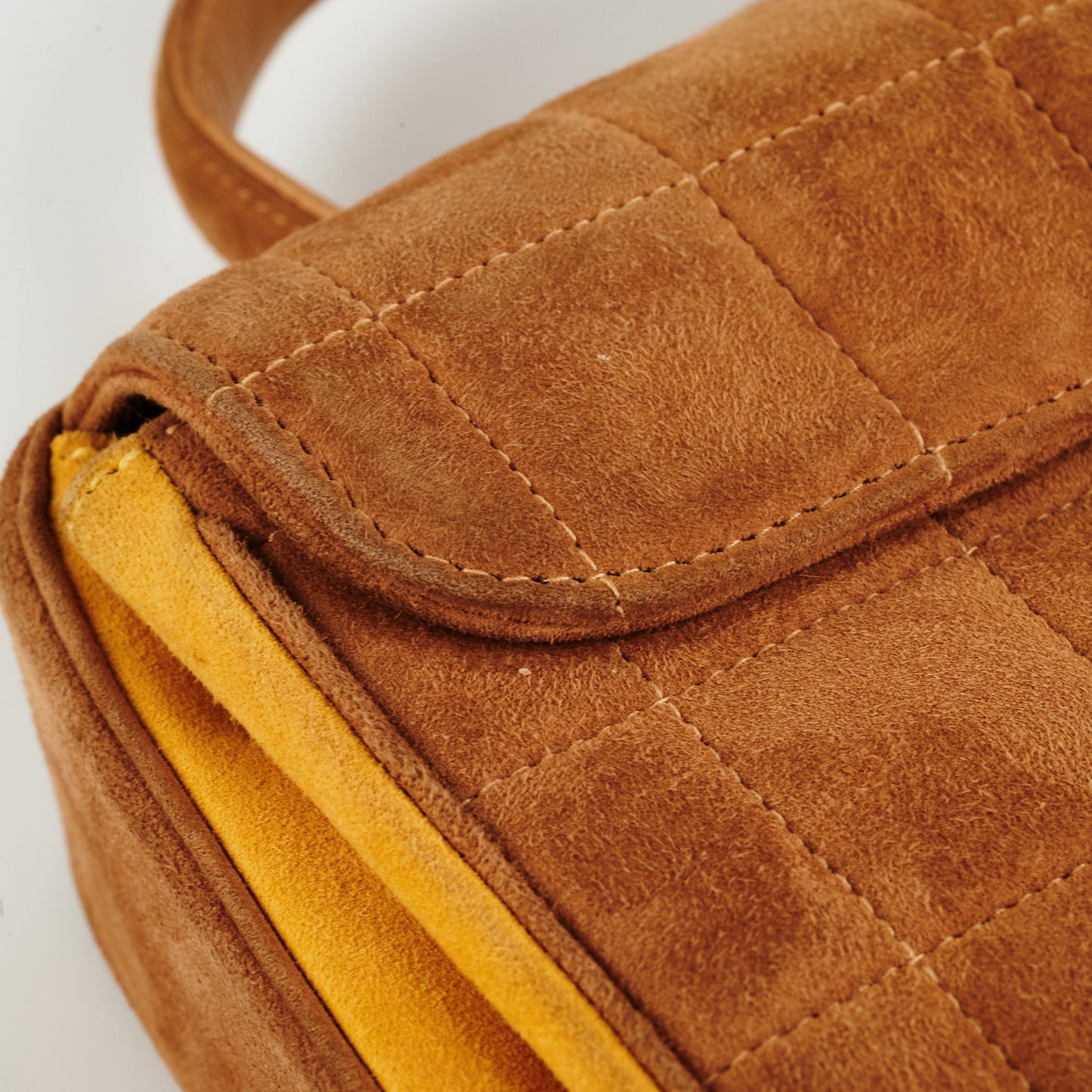 Chanel  Quilted Suede Top Handle Bag Tan