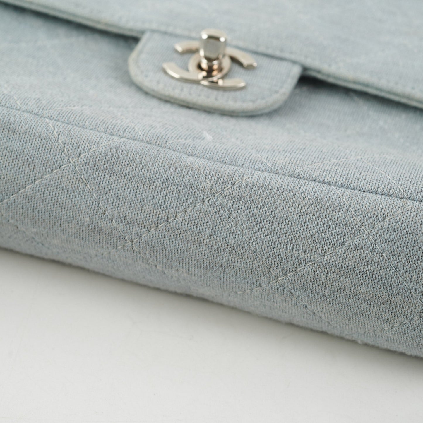 Chanel Timeless Quilted Jersey Shoulder Flap Blue