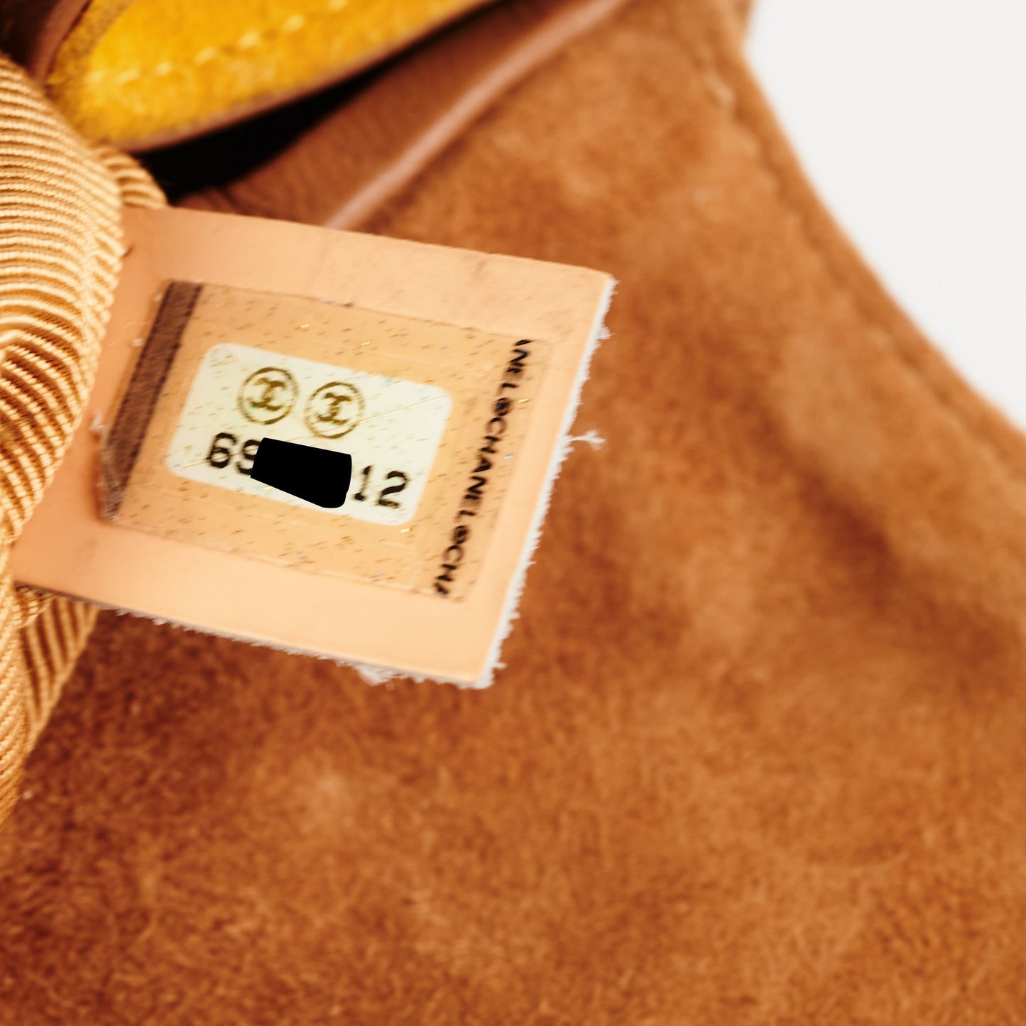 Chanel  Quilted Suede Top Handle Bag Tan