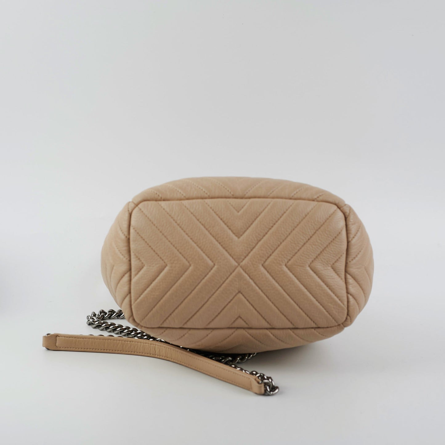 Chanel Chevron Beige Bucket Bag