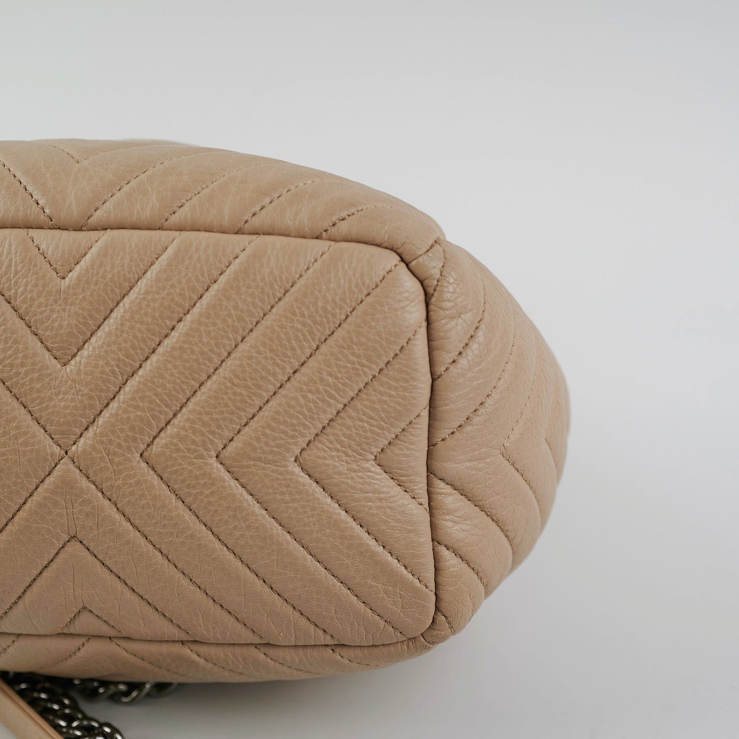 Chanel Chevron Beige Bucket Bag