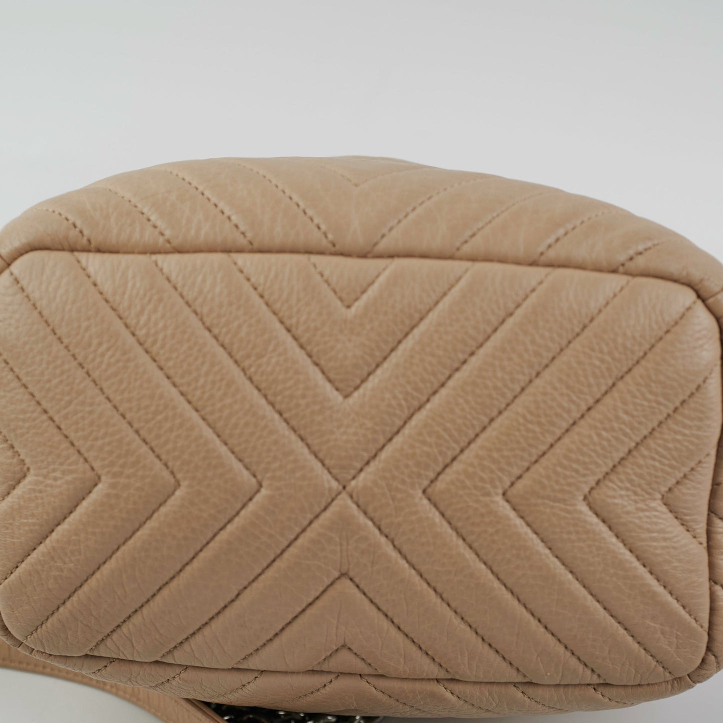 Chanel Chevron Beige Bucket Bag