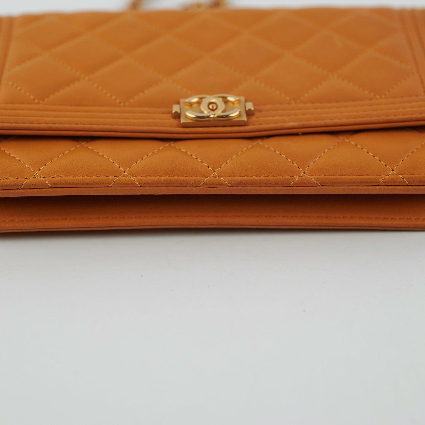 Chanel Boy Wallet On Chain WOC Lambskin Brown Crossbody Bag