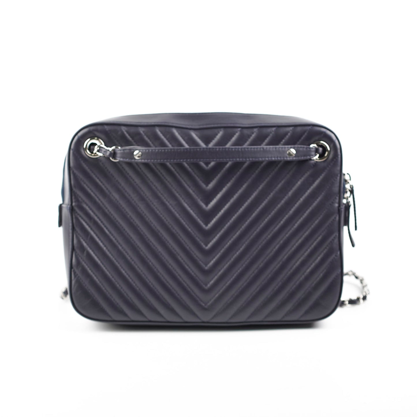 Chanel Double Camera Chevron Quilted Crossbody Bag Black/Dark Purple 26 series
