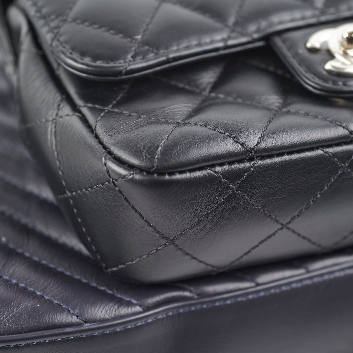 Chanel Double Camera Chevron Quilted Crossbody Bag Black/Dark Purple 26 series
