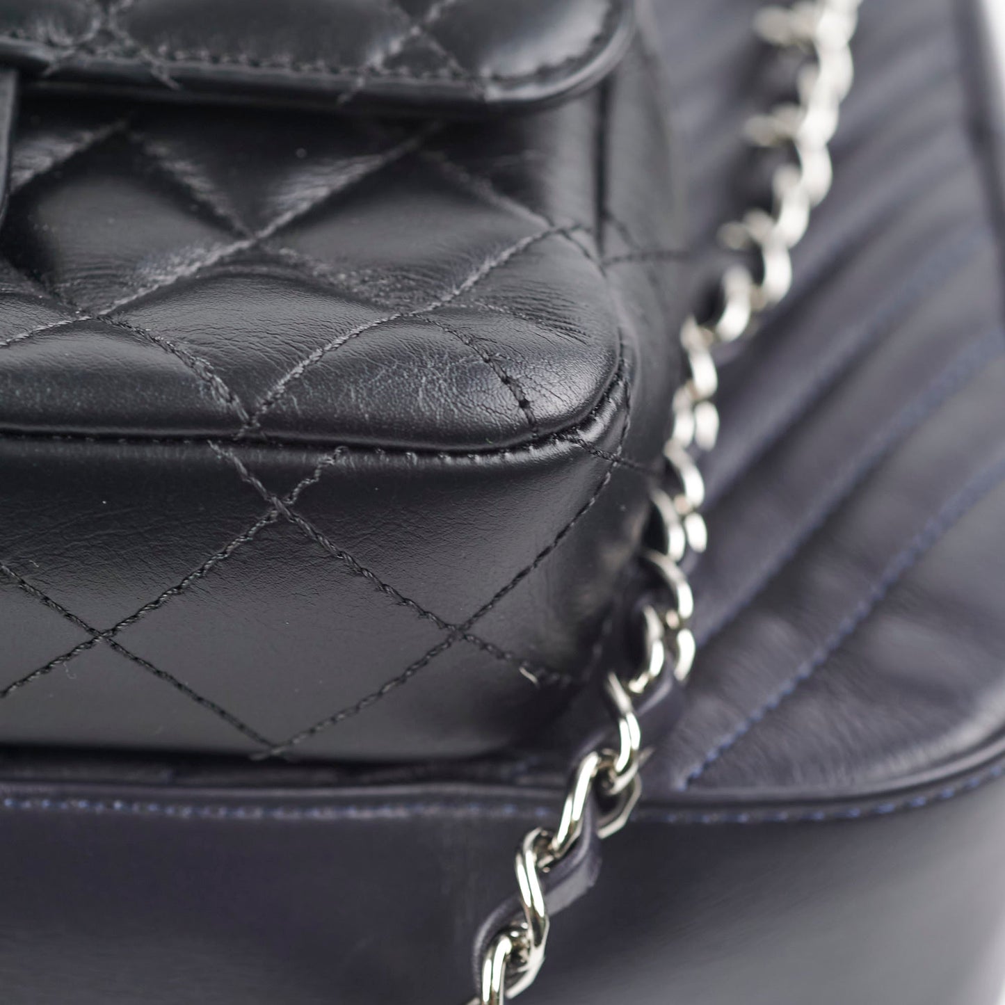 Chanel Double Camera Chevron Quilted Crossbody Bag Black/Dark Purple 26 series