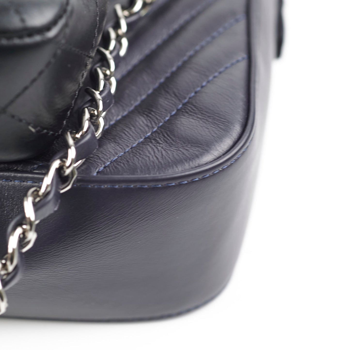 Chanel Double Camera Chevron Quilted Crossbody Bag Black/Dark Purple 26 series