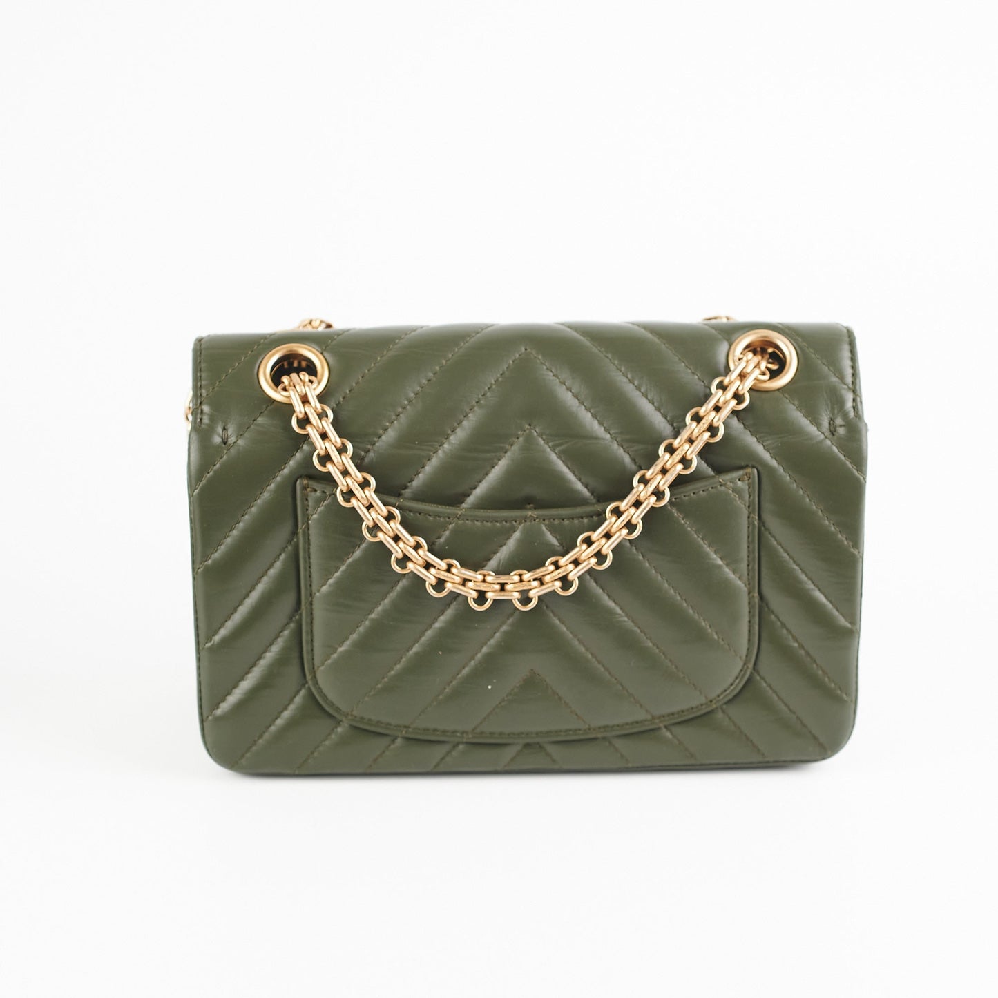 Chanel Mini 2.55 Chevron Reissue Khaki Green (Microchipped)