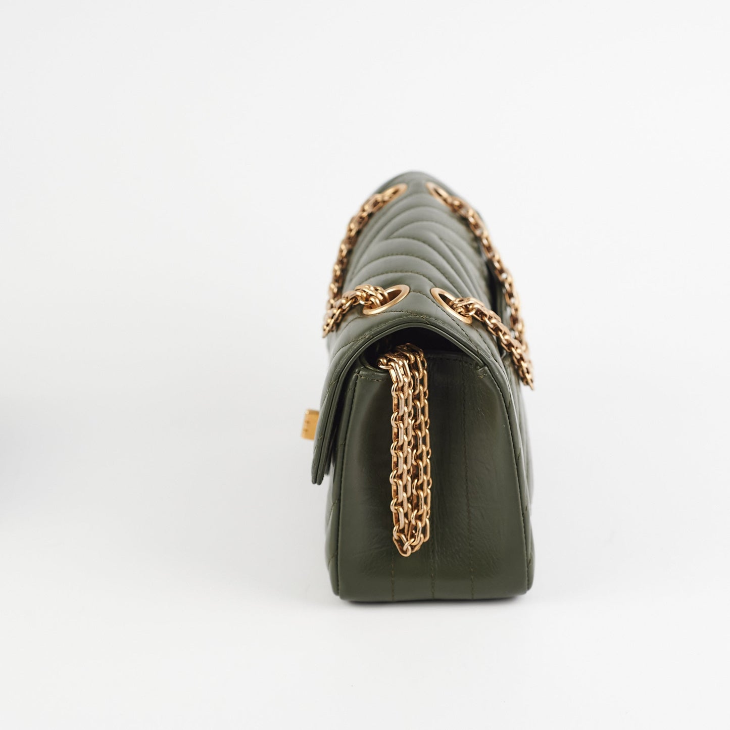 Chanel Mini 2.55 Chevron Reissue Khaki Green (Microchipped)