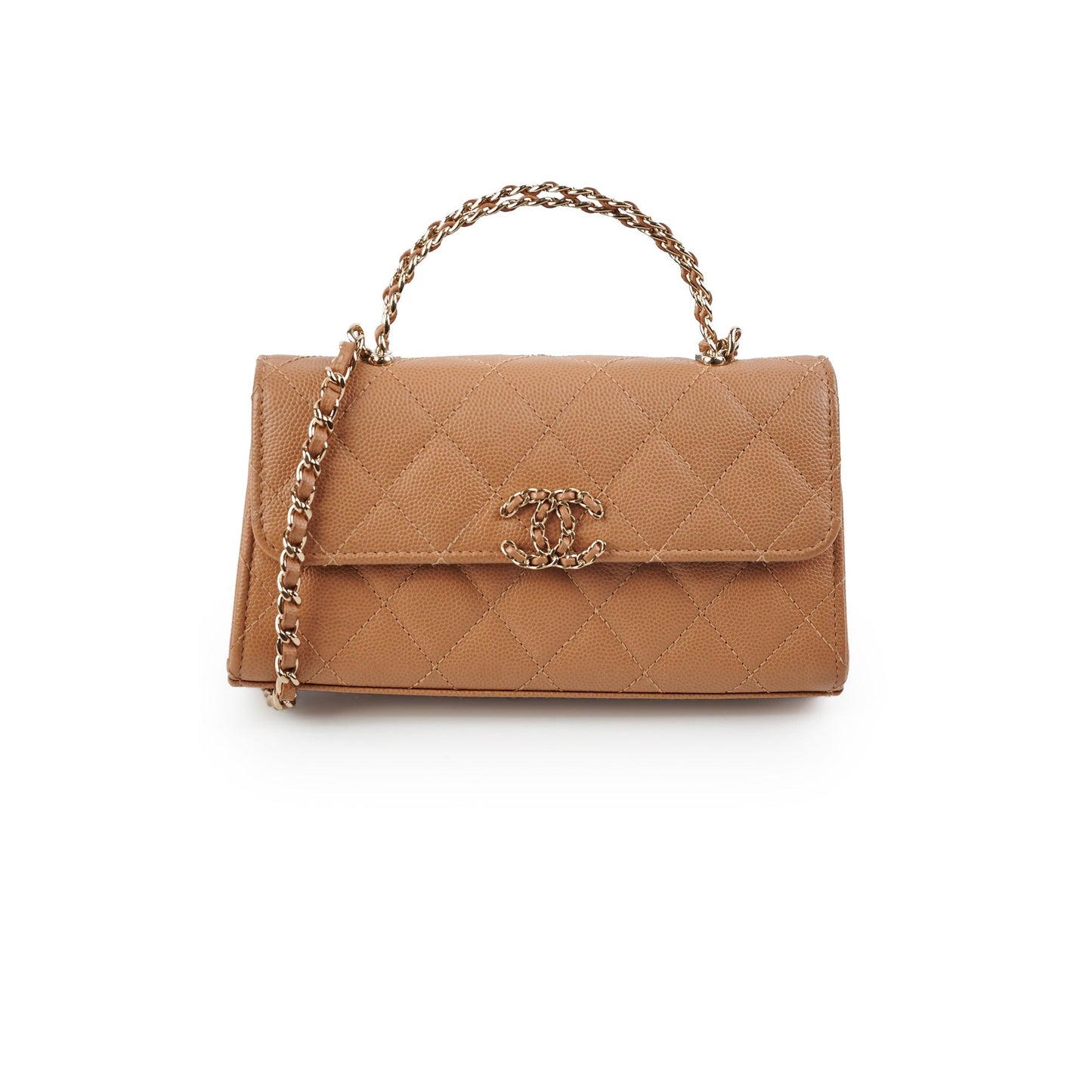 Chanel Kelly Top Handle Dark Beige Caviar