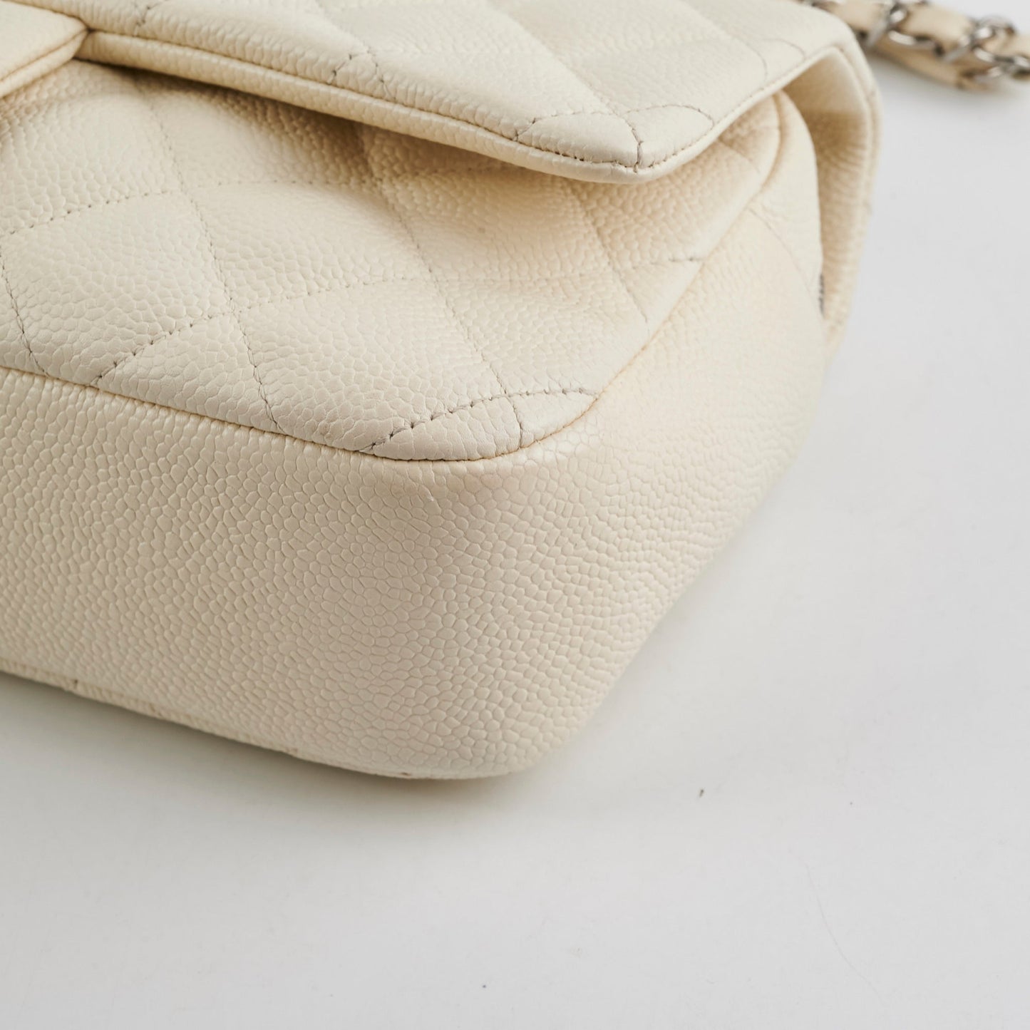 Chanel Easy  Flap Caviar Ivory Shoulder Bag