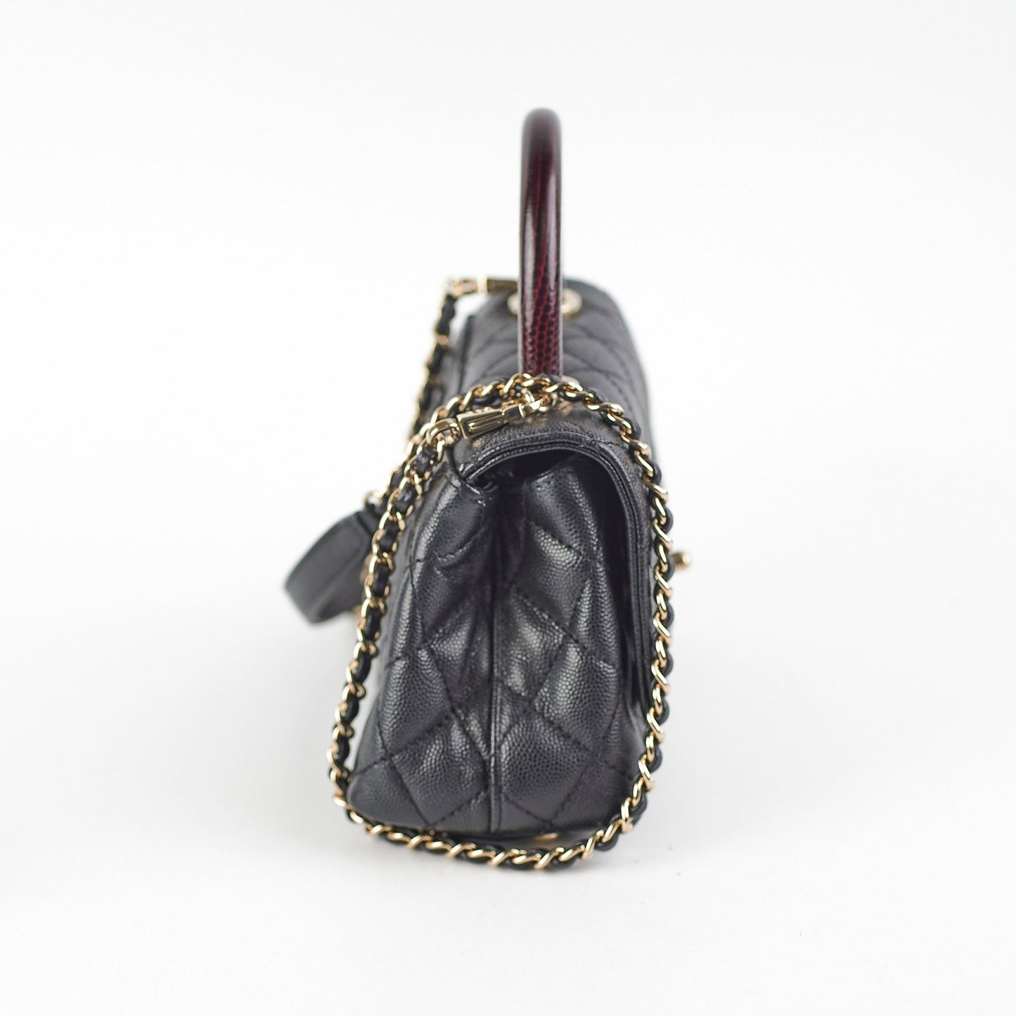 Chanel Coco Handle Mini Caviar Black lizard embossed handle