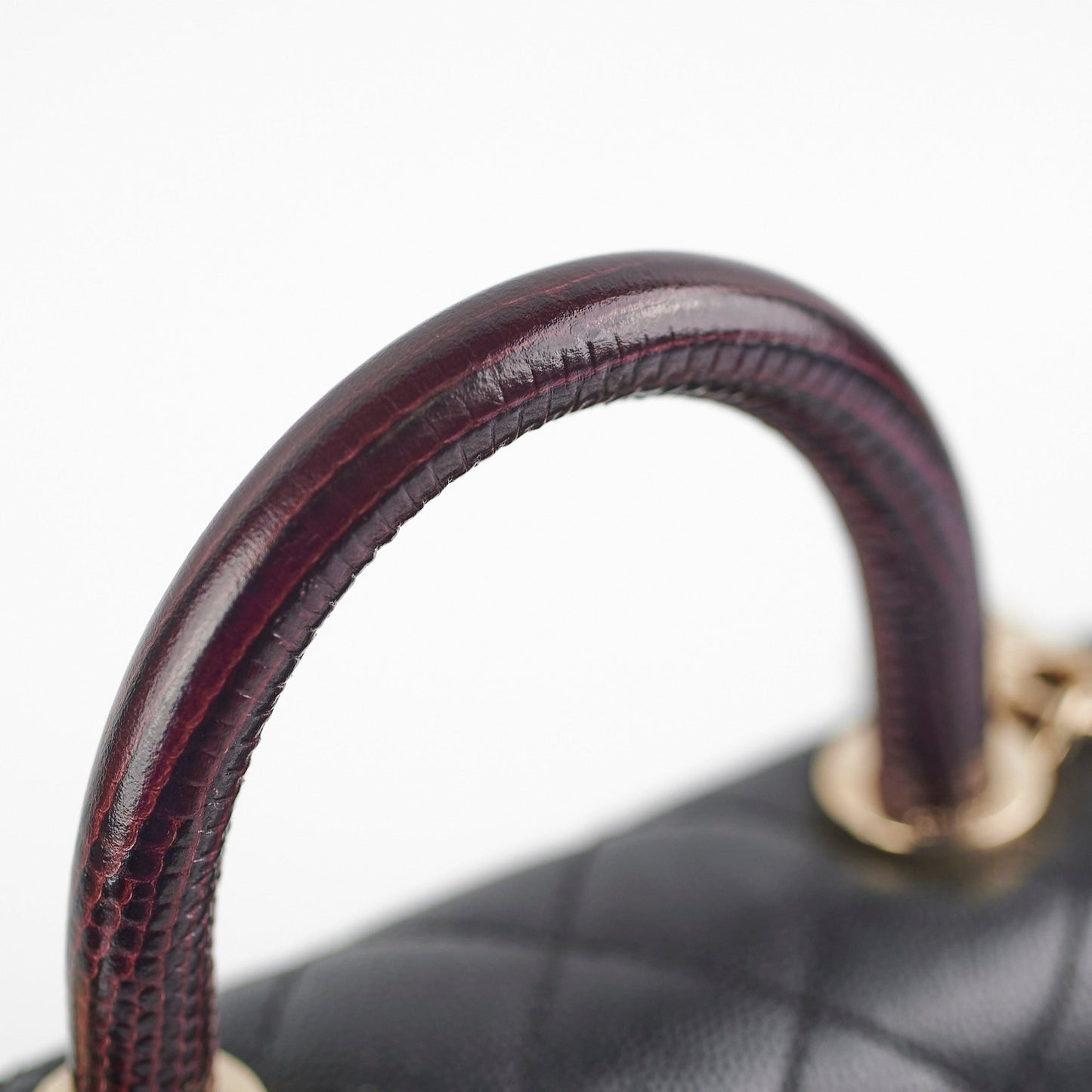 Chanel Coco Handle Mini Caviar Black lizard embossed handle