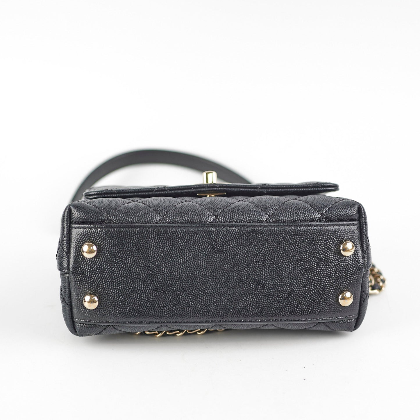 Chanel Coco Handle Mini Caviar Black lizard embossed handle