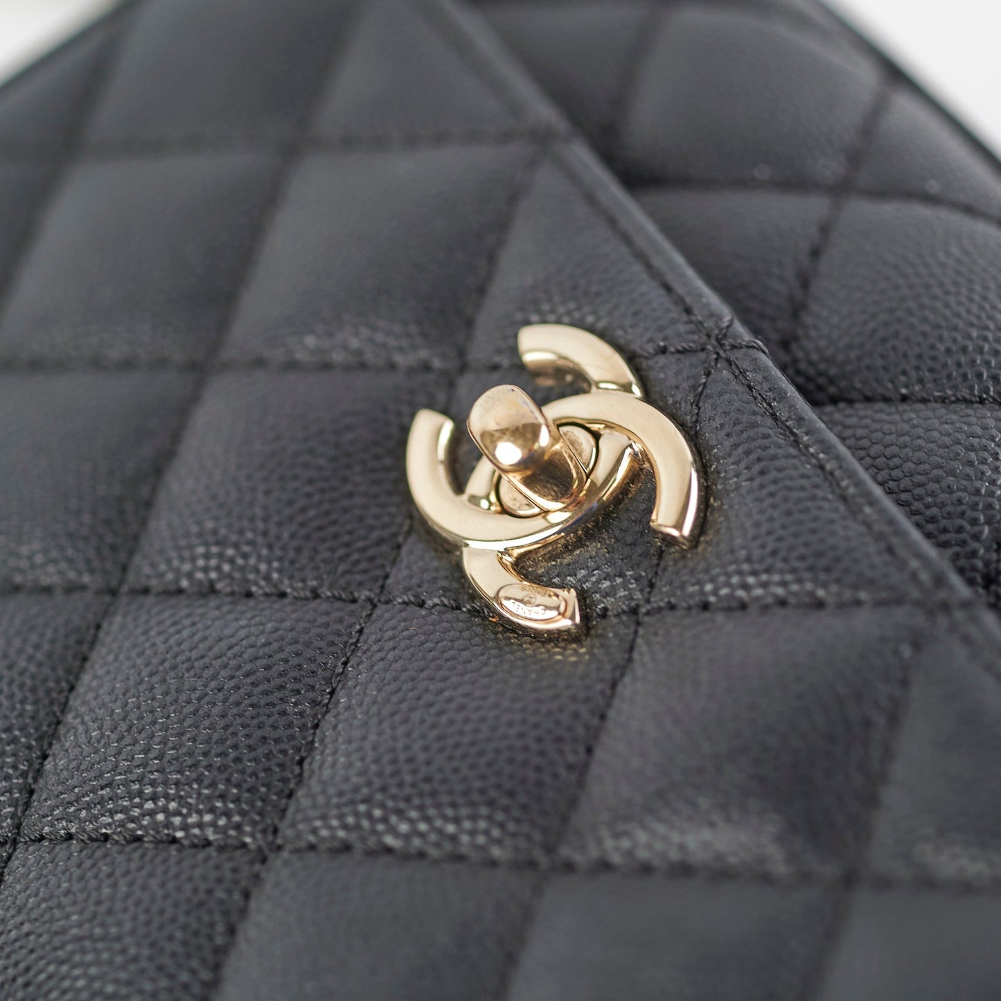 Chanel Coco Handle Mini Caviar Black lizard embossed handle