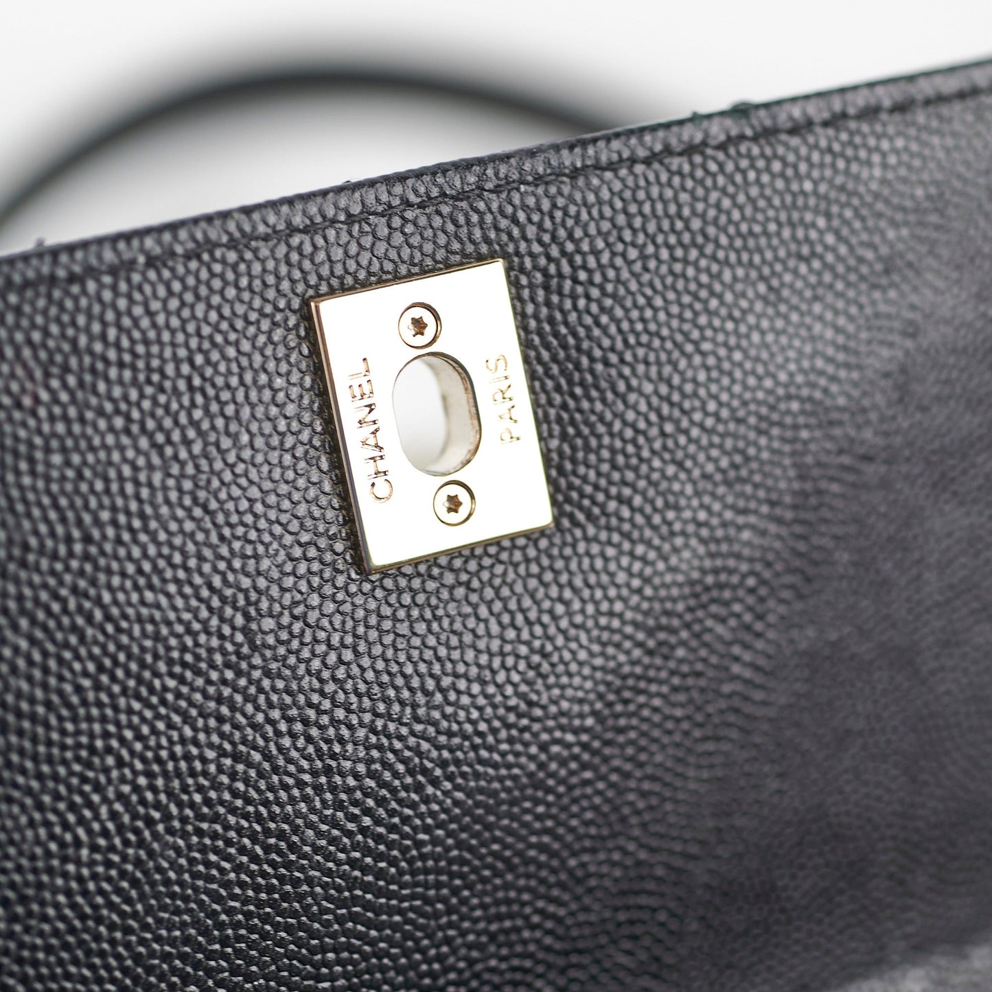 Chanel Coco Handle Mini Caviar Black lizard embossed handle