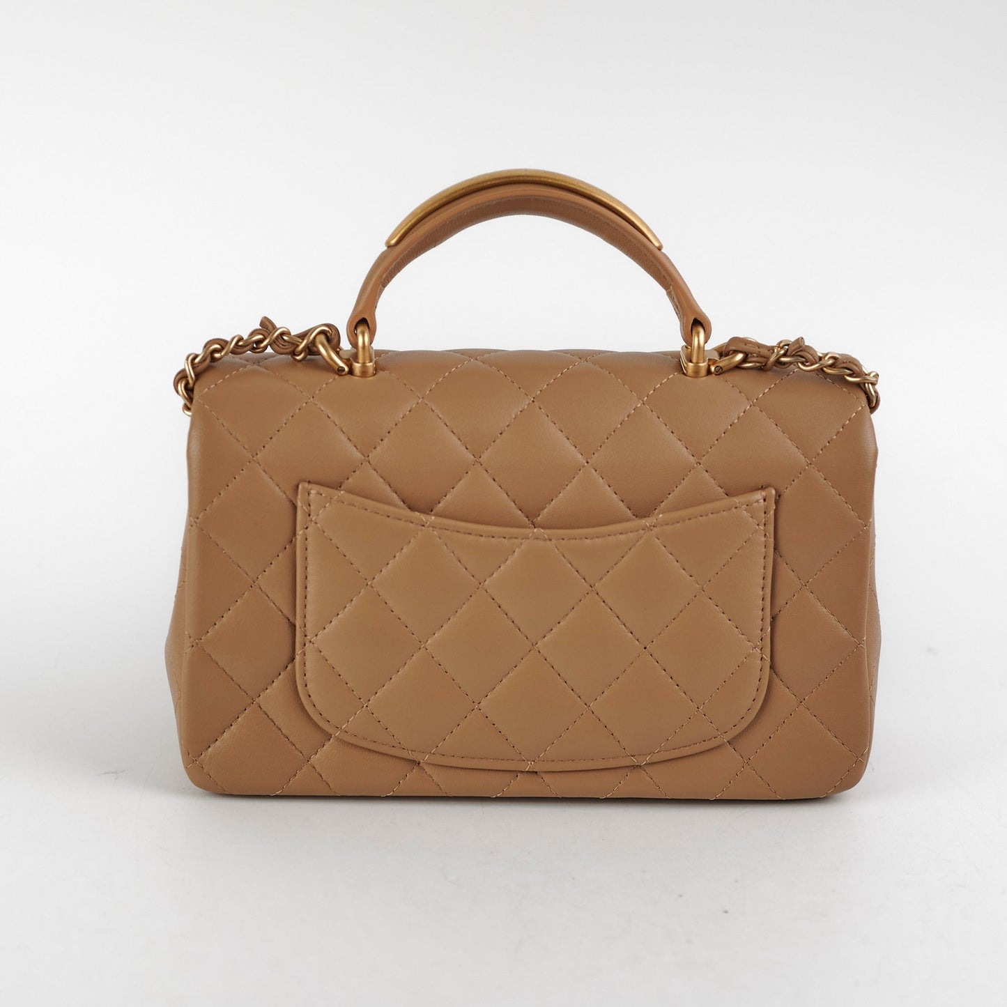 Chanel 22B Top Handle Mini Rectangular Dark Beige Microchip