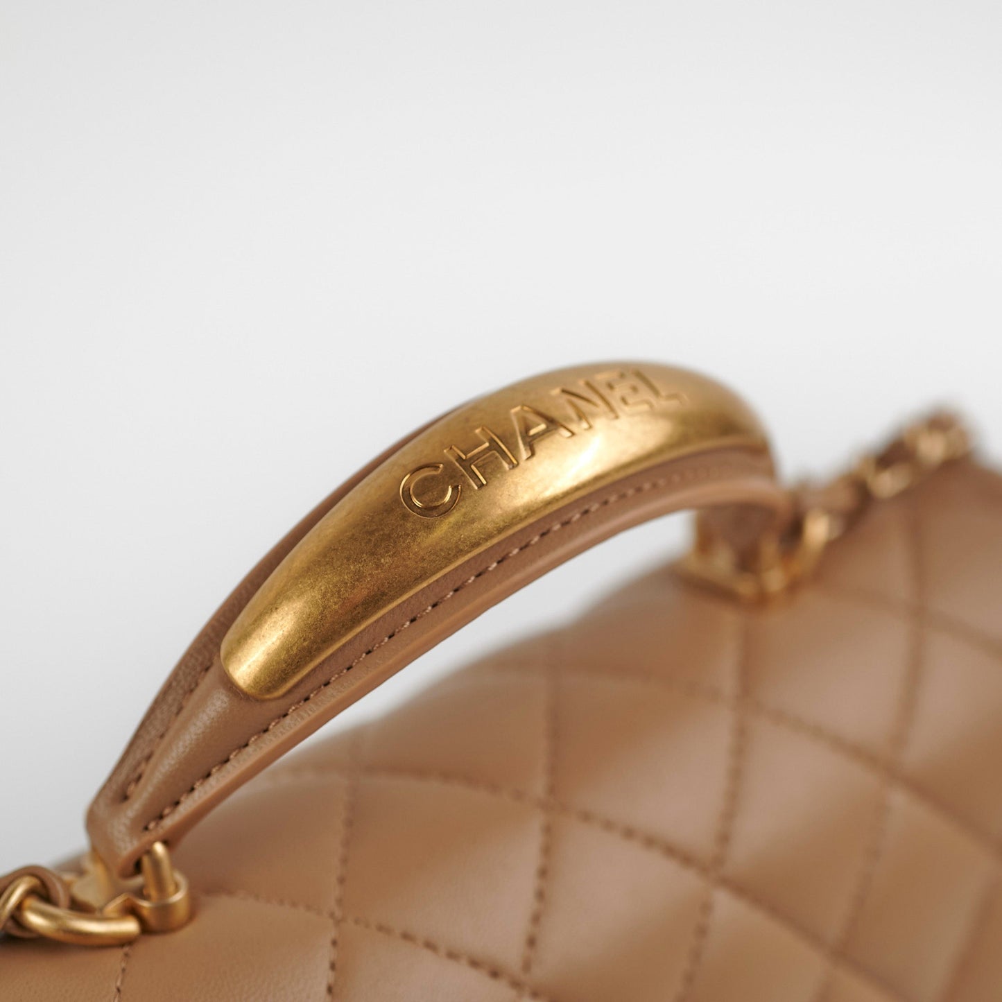 Chanel 22B Top Handle Mini Rectangular Dark Beige Microchip