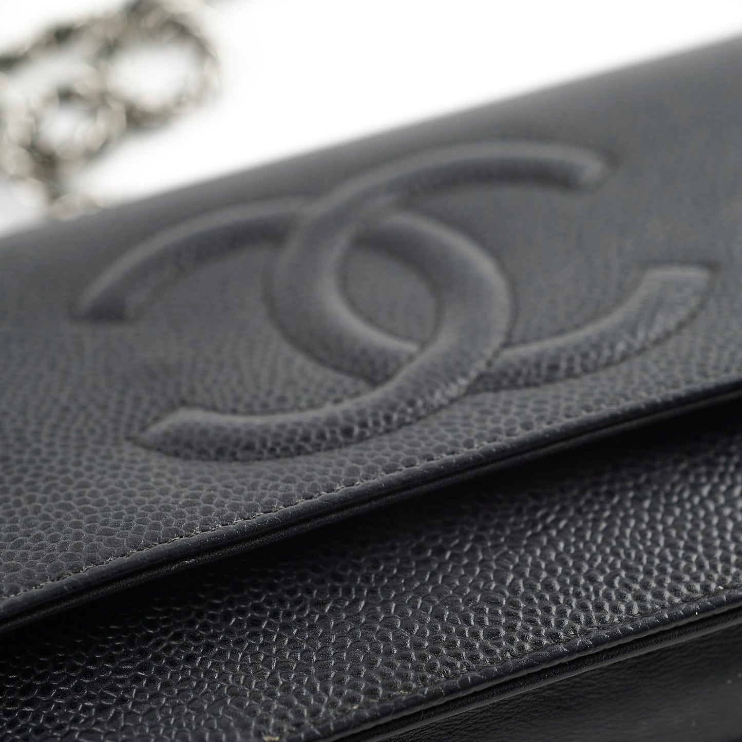 Chanel CC Logo Wallet on Chain WOC Black