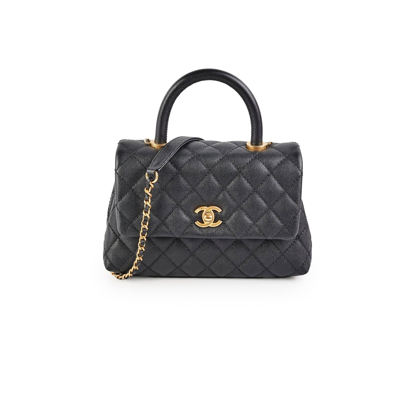 Chanel Small Coco Handle Caviar Black