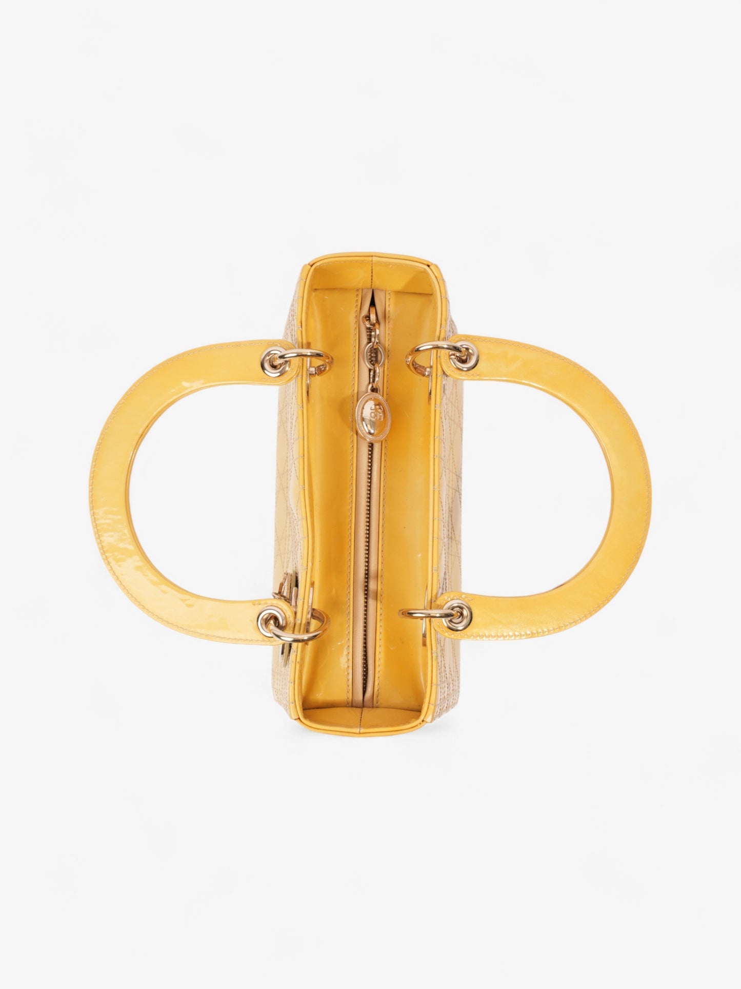 Christian Dior Lady Dior Yellow Patent Leather Medium