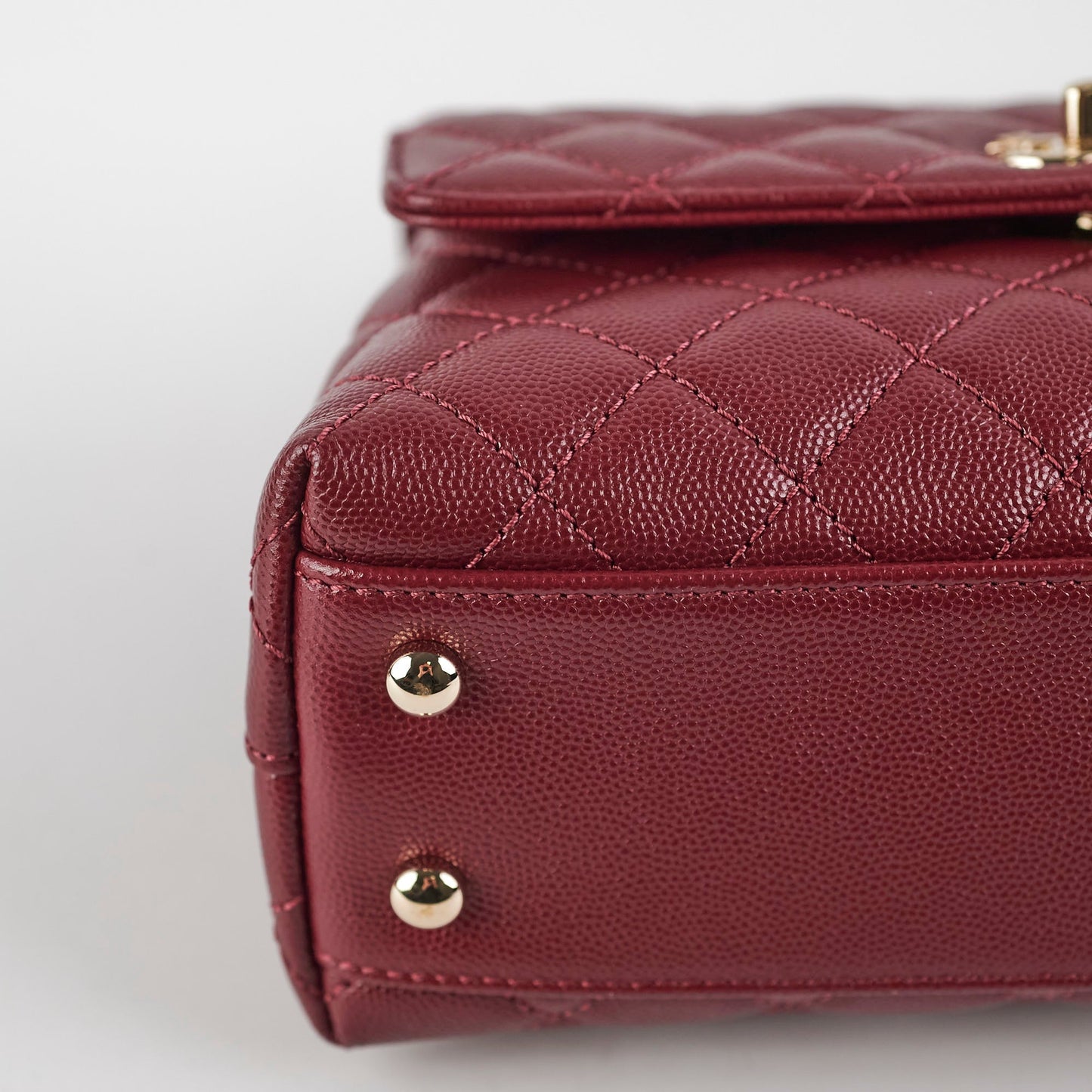 Chanel Small Coco Handle Caviar Burgundy Lizard Embossed
