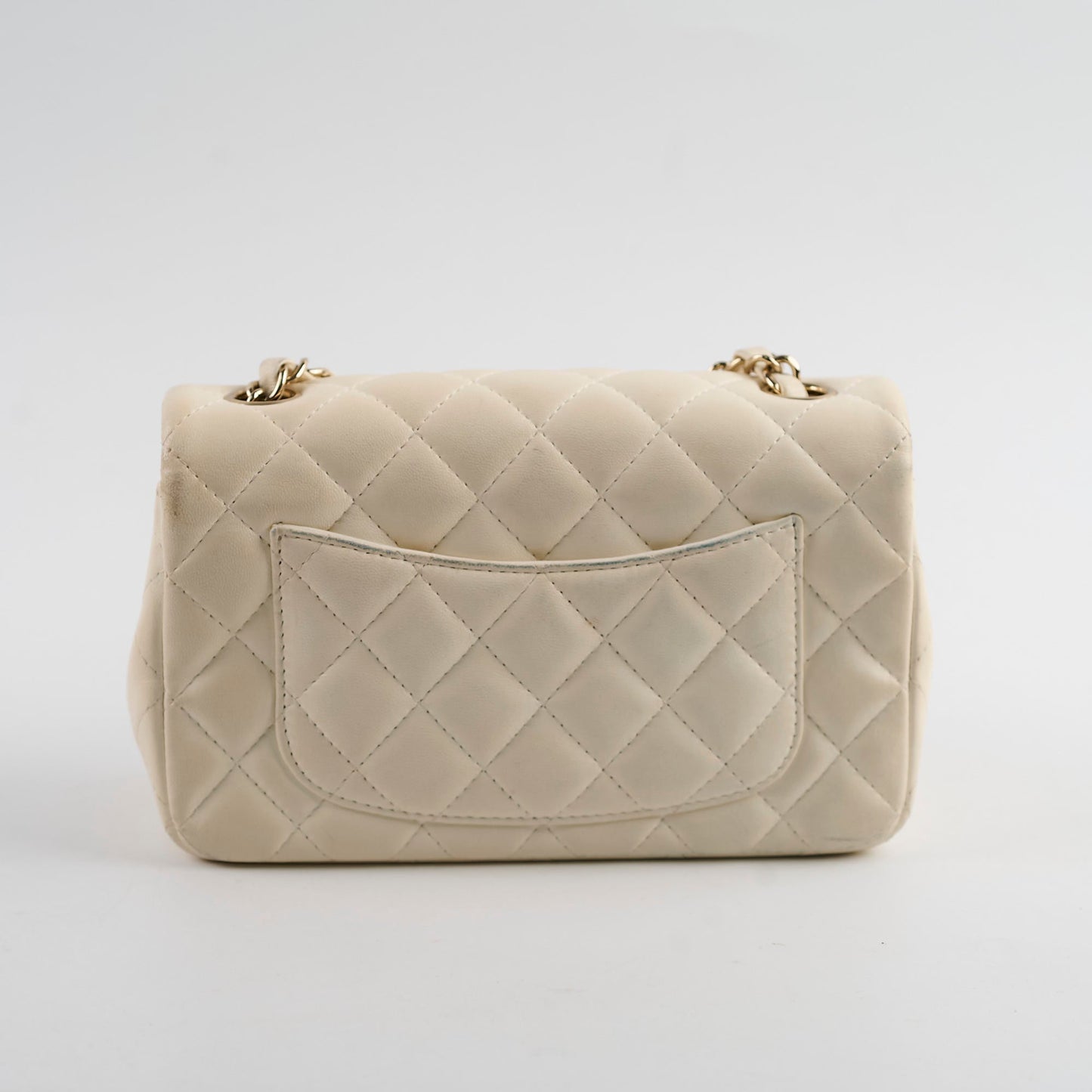 Chanel Mini Rectangular Cream Lambskin Crossbody- Microchipped