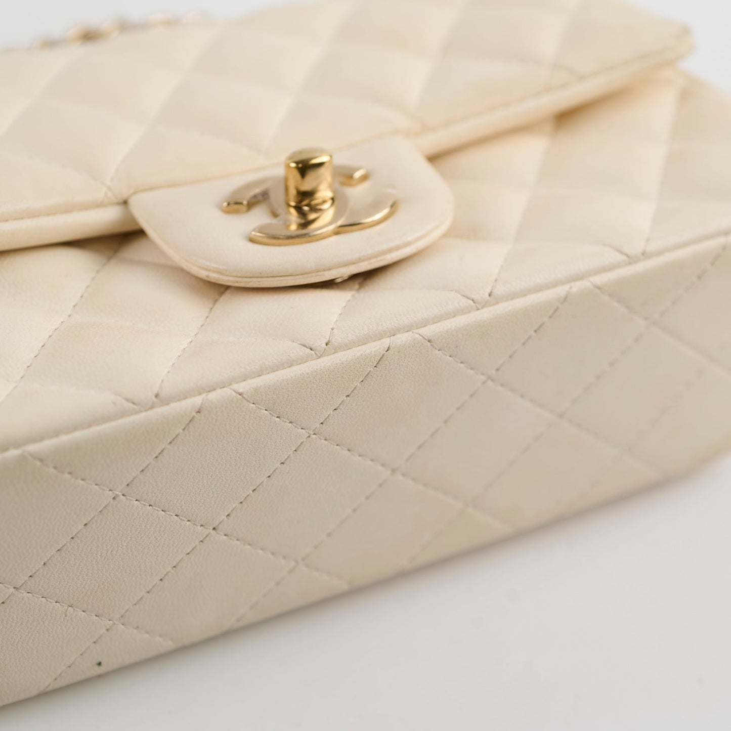 Chanel Mini Rectangular Cream Lambskin Crossbody- Microchipped