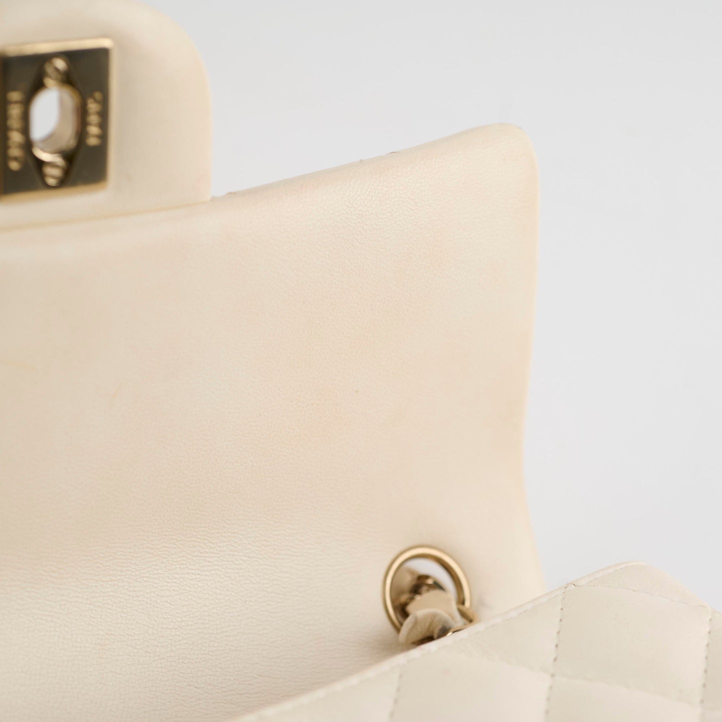Chanel Mini Rectangular Cream Lambskin Crossbody- Microchipped