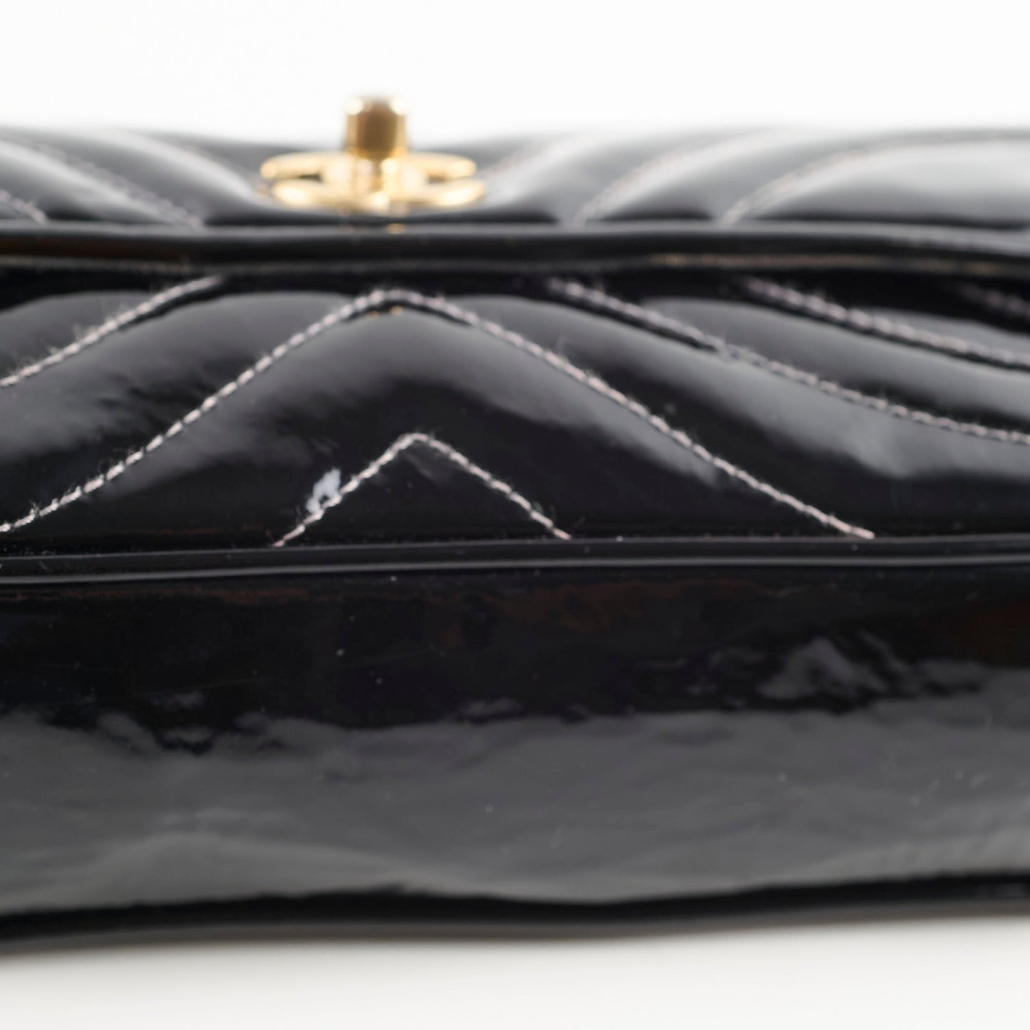 Chanel East West Black Chevron Patent Bag- Series 8