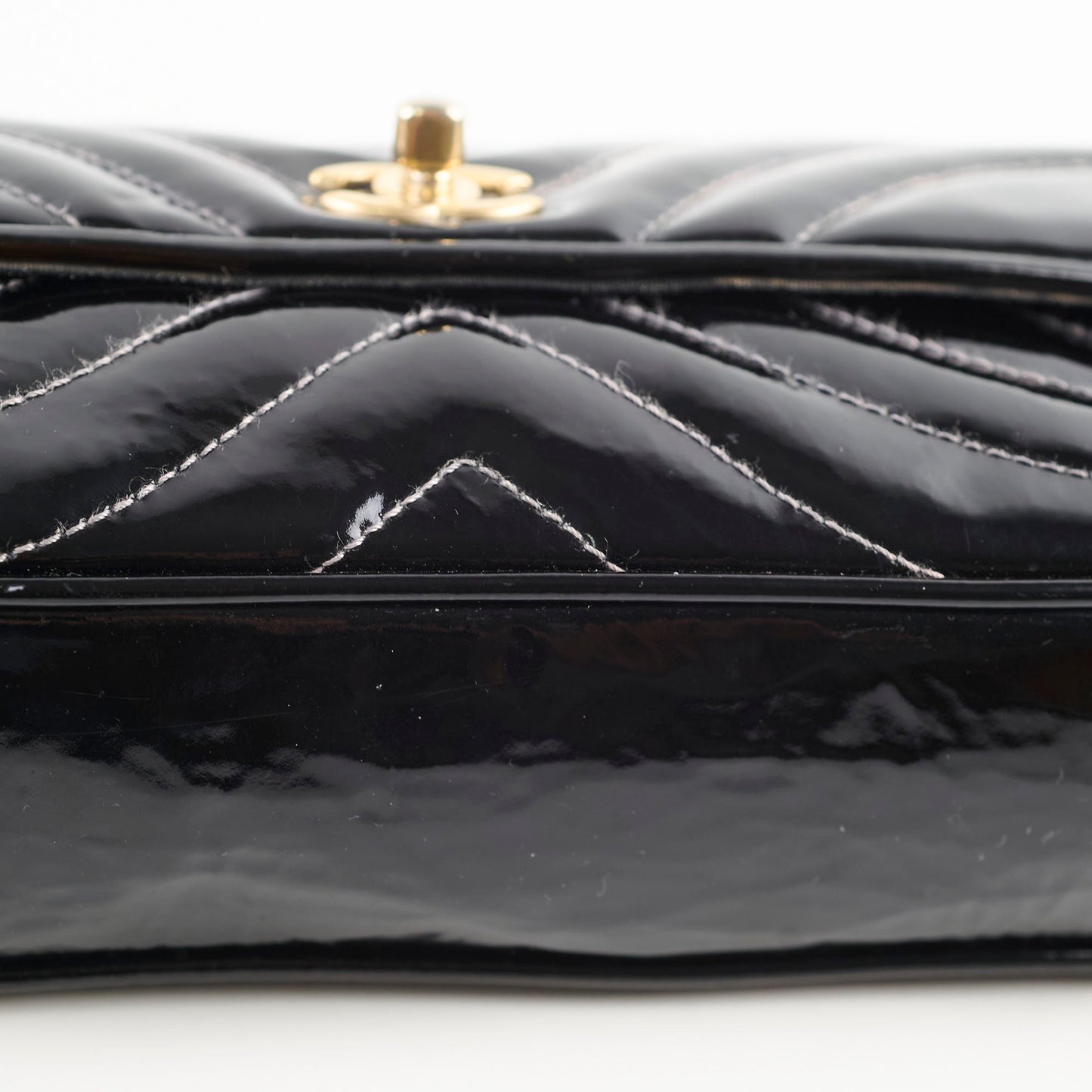 Chanel East West Black Chevron Patent Bag- Series 8