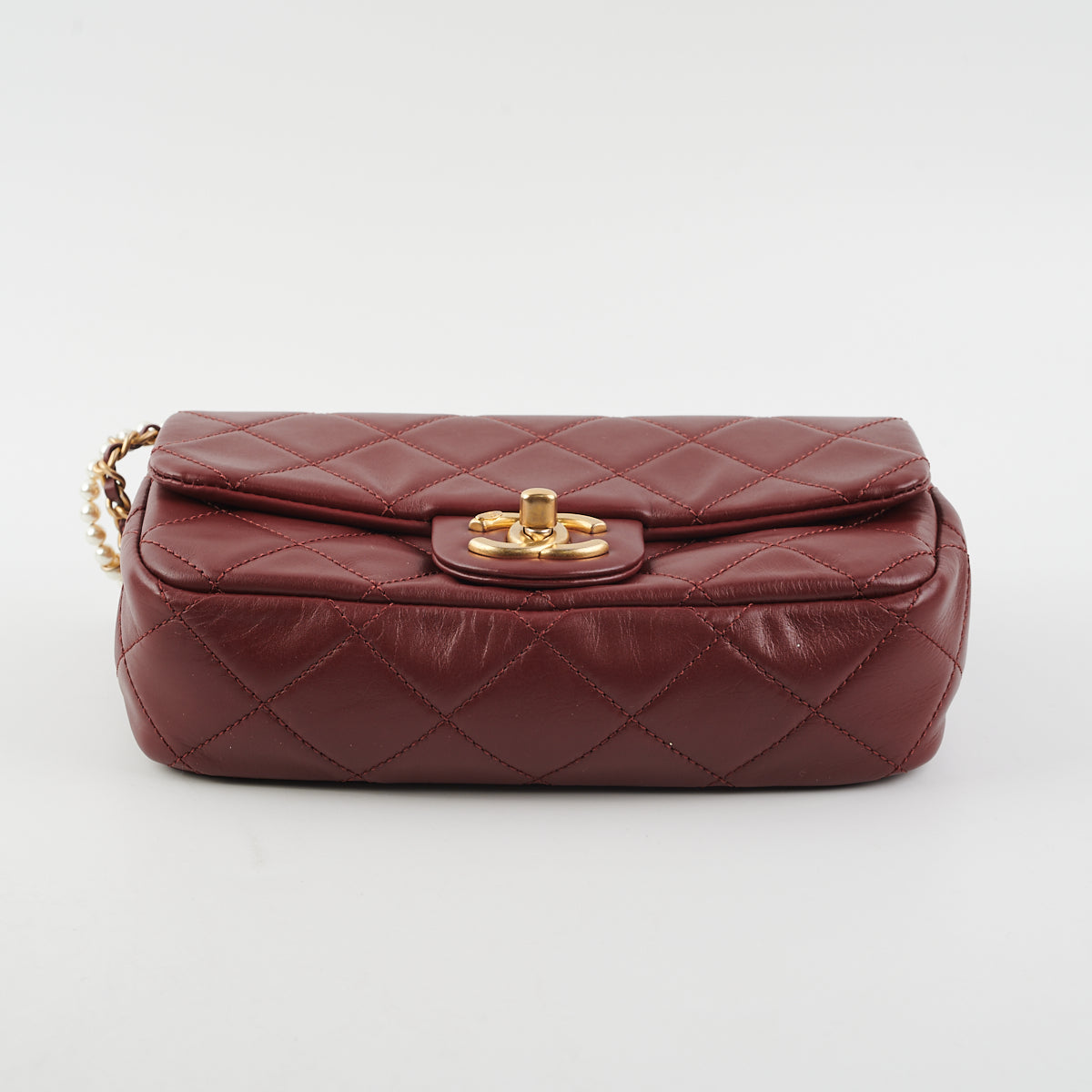 Chanel Quilted Crystal Pearls Flap Burgundy
