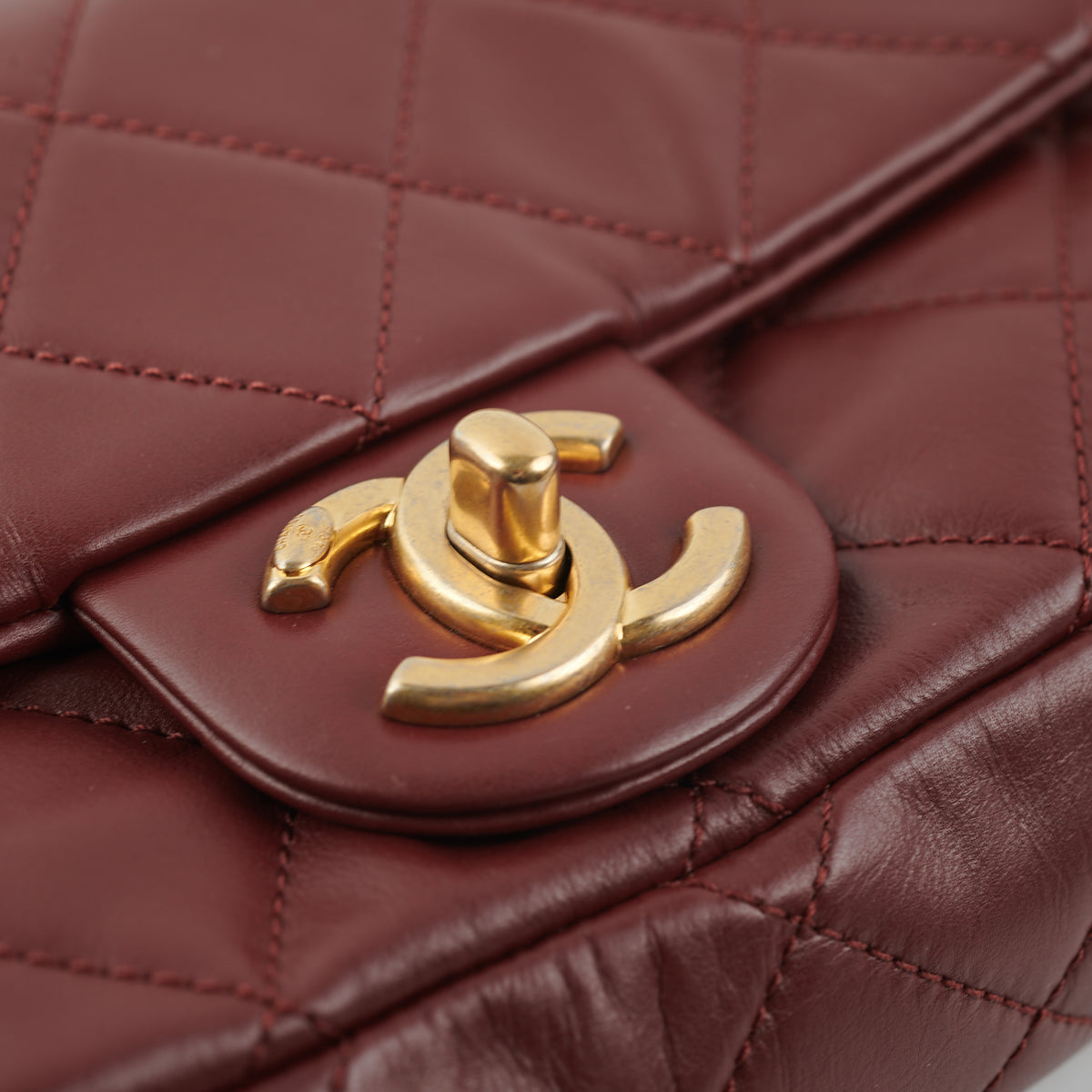 Chanel Quilted Crystal Pearls Flap Burgundy