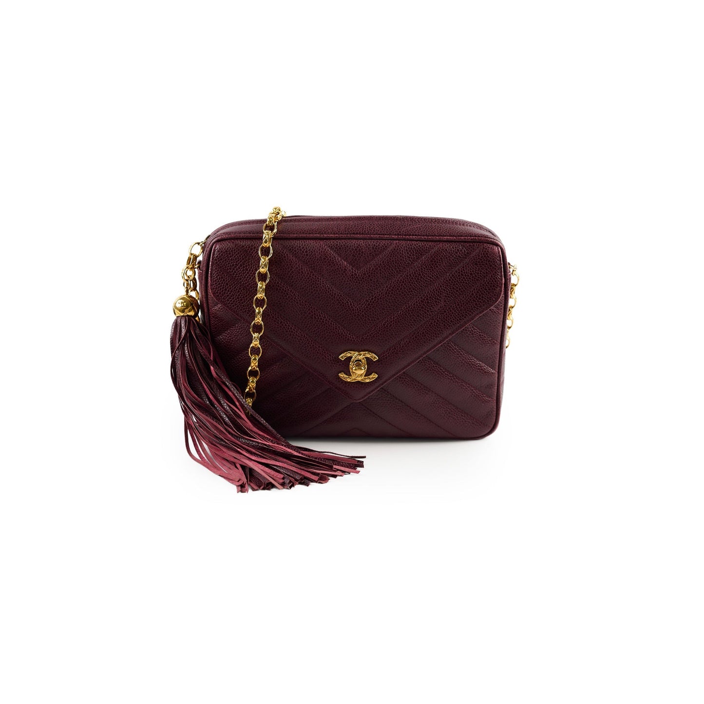 Chanel  Burgundy Camera Chevron Crossbody - Series 2