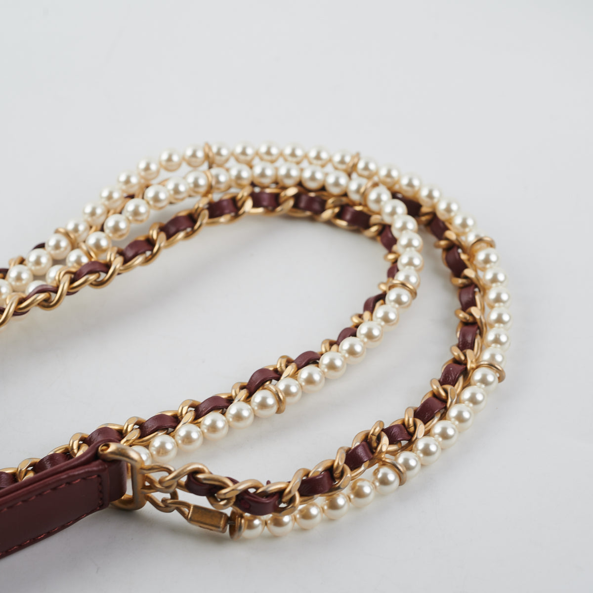 Chanel Quilted Crystal Pearls Flap Burgundy