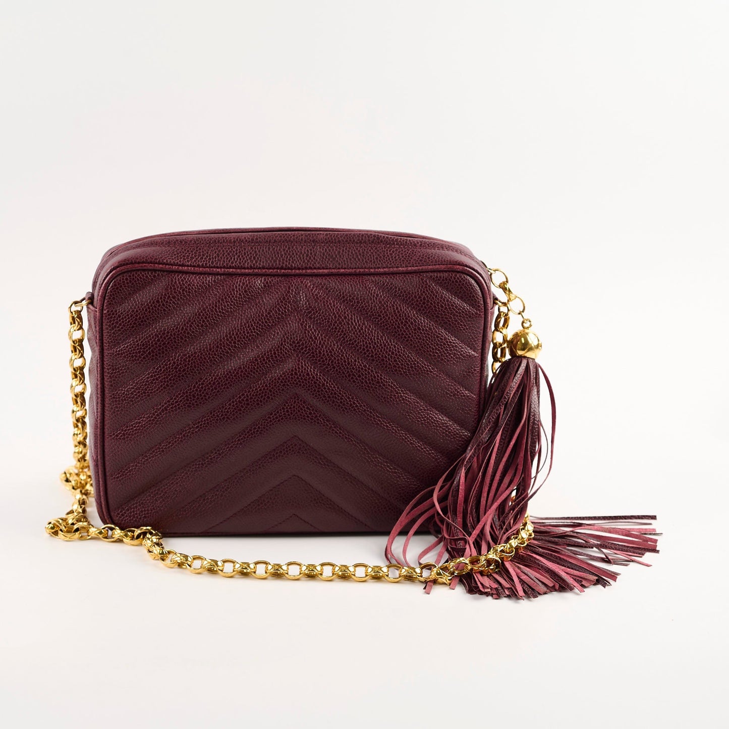 Chanel  Burgundy Camera Chevron Crossbody - Series 2
