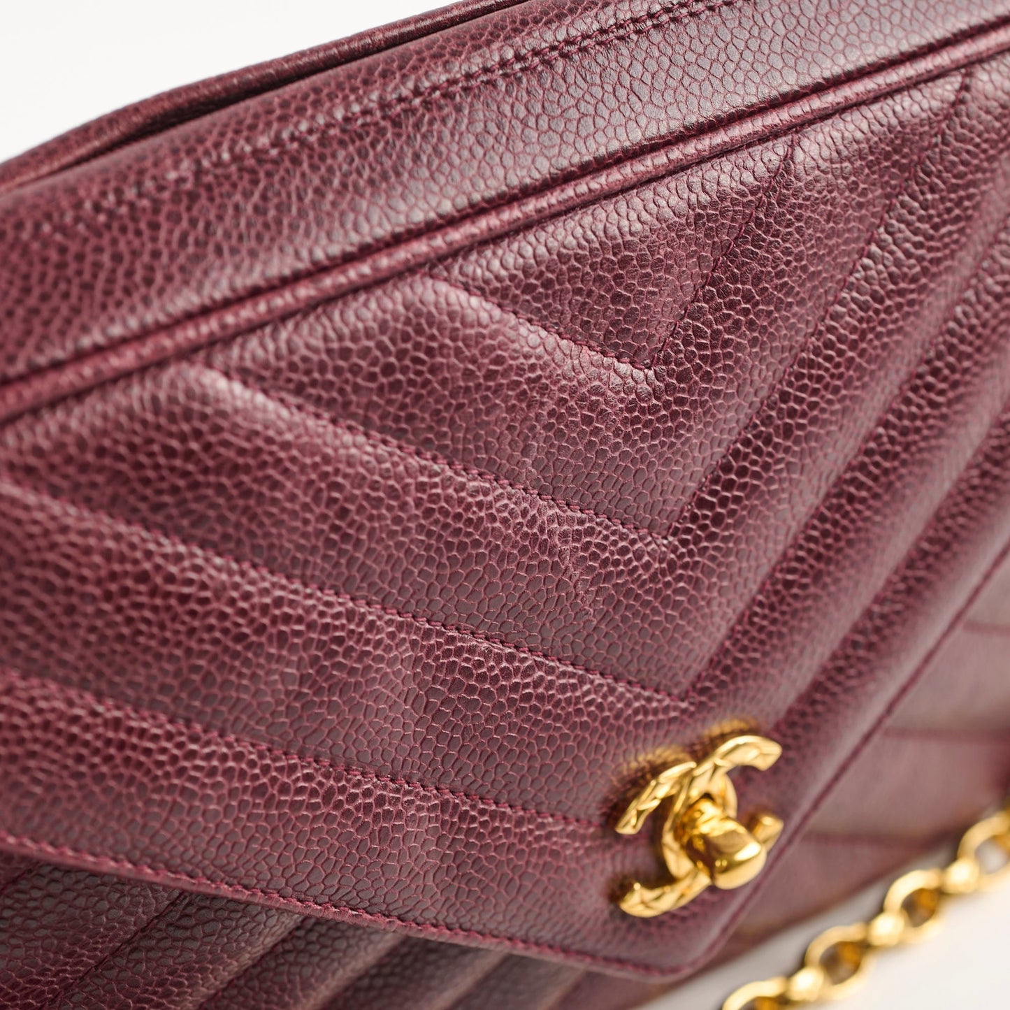Chanel  Burgundy Camera Chevron Crossbody - Series 2