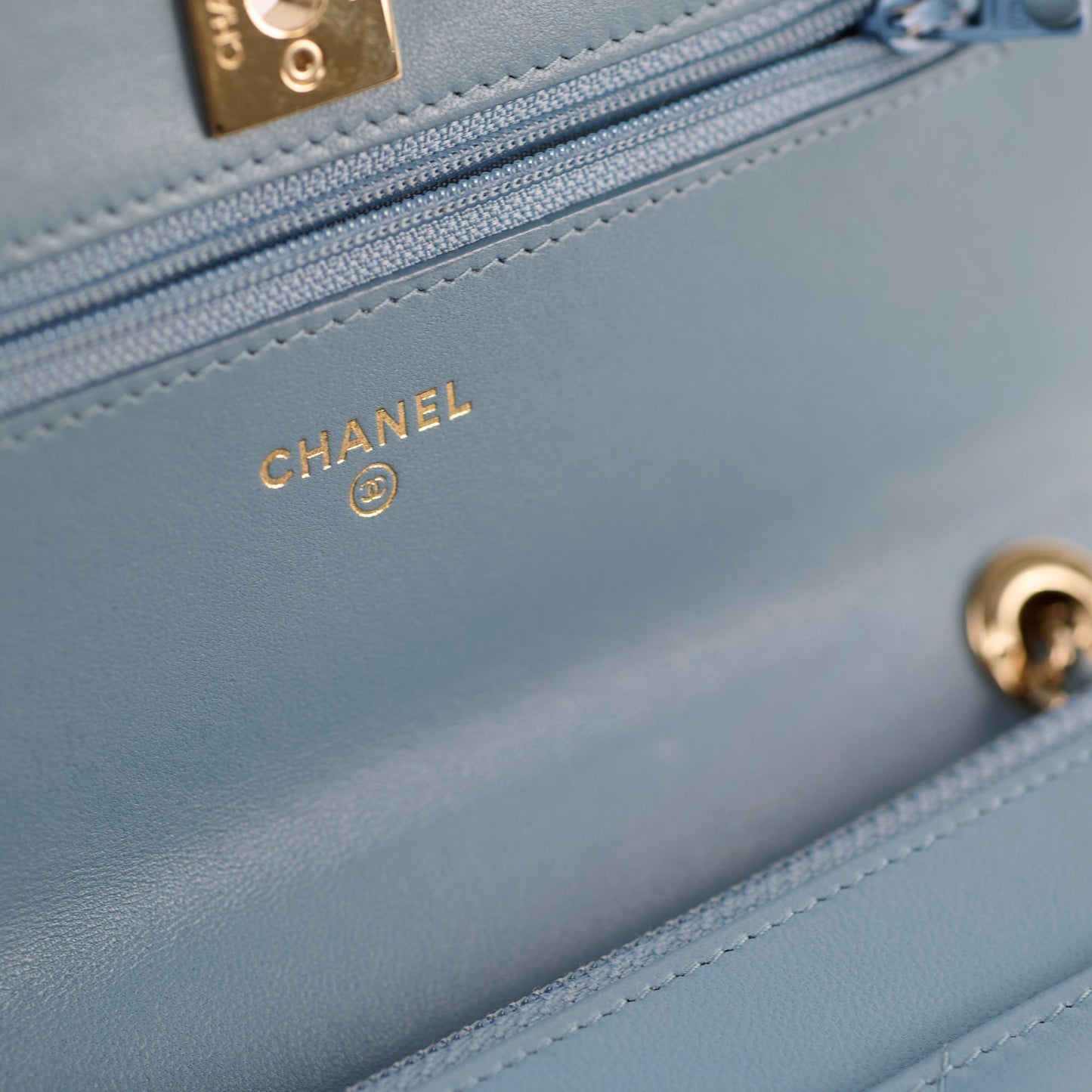 Chanel Trendy CC Wallet on Chain WOC Blue