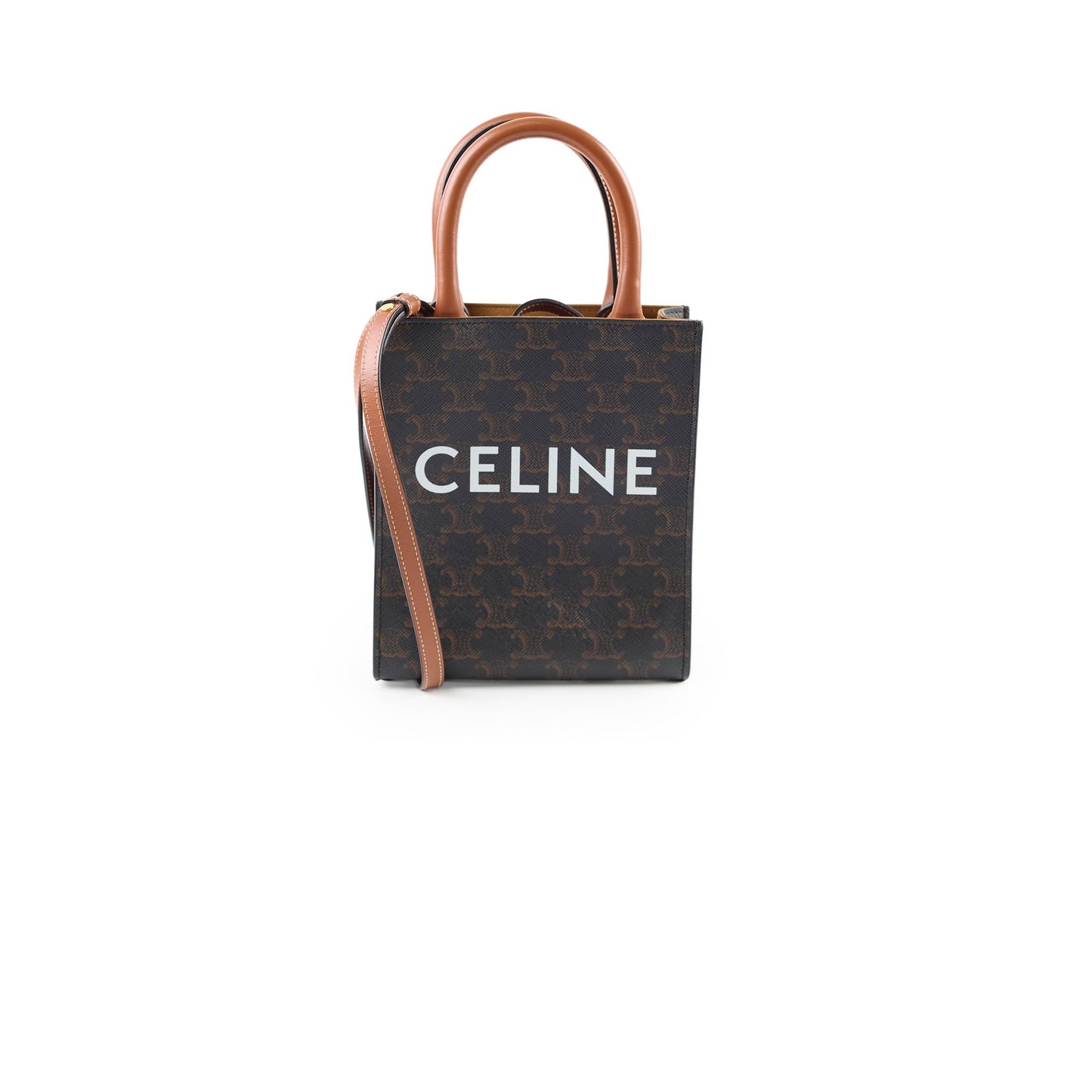Luxury CELINE Vertical Cabas Canvas Logo Mini Tote