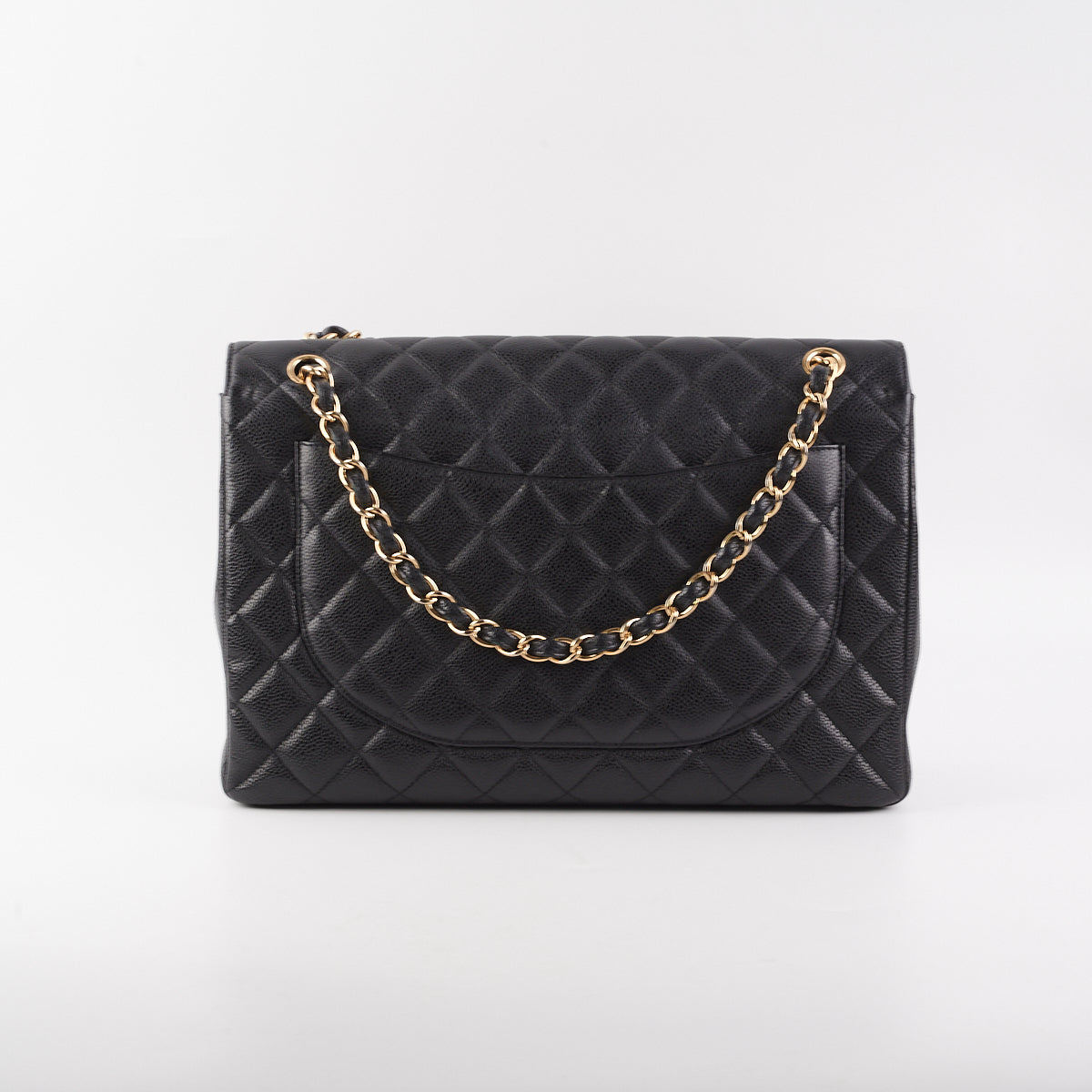 Chanel  Maxi single Flap Quilted Caviar Black