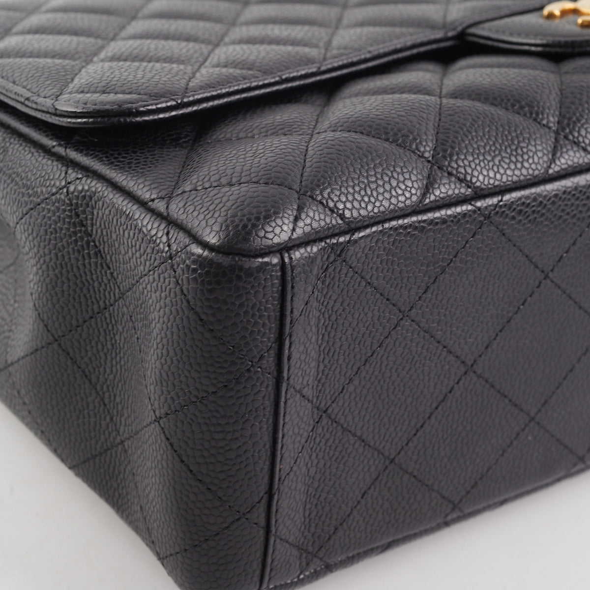 Chanel  Maxi single Flap Quilted Caviar Black