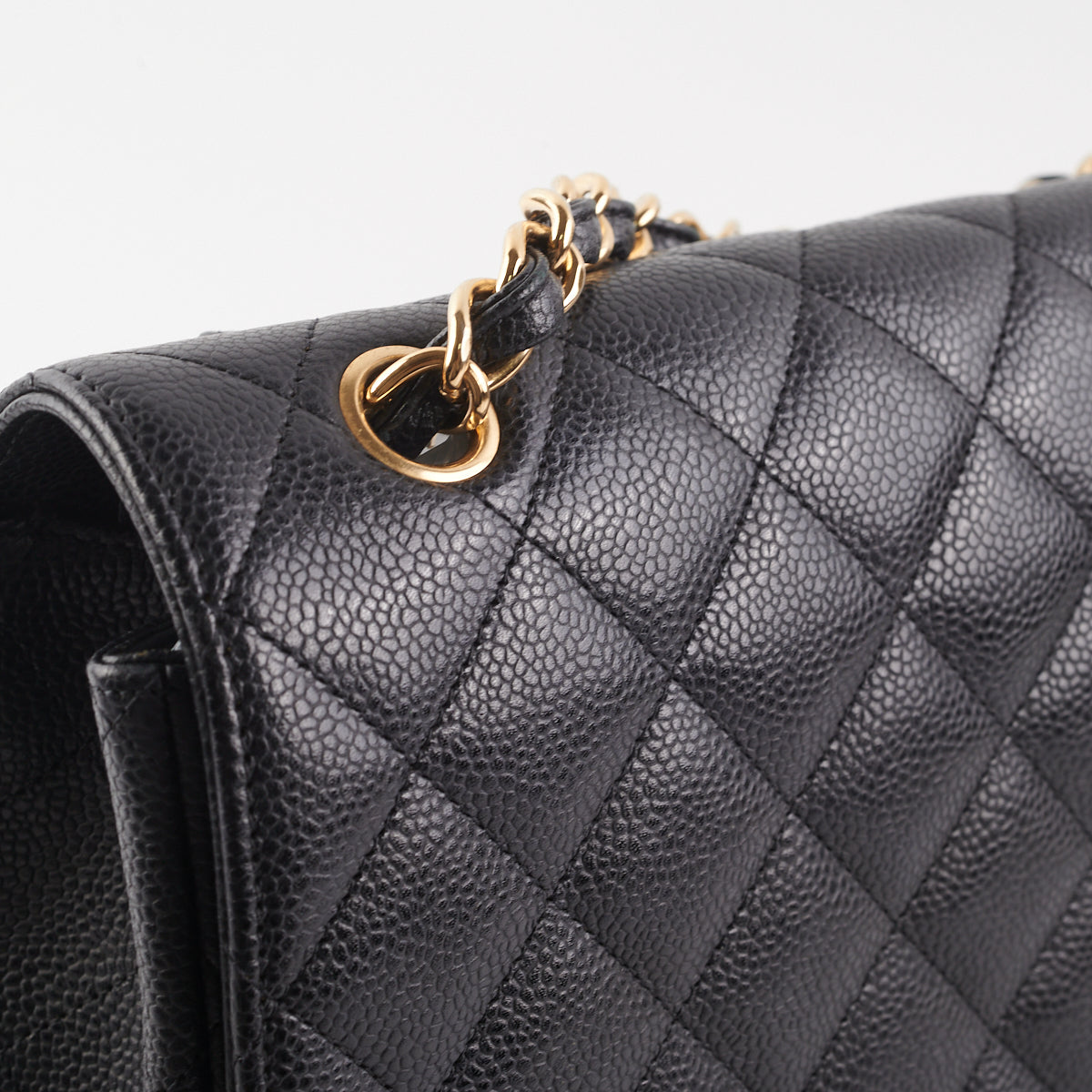 Chanel  Maxi single Flap Quilted Caviar Black