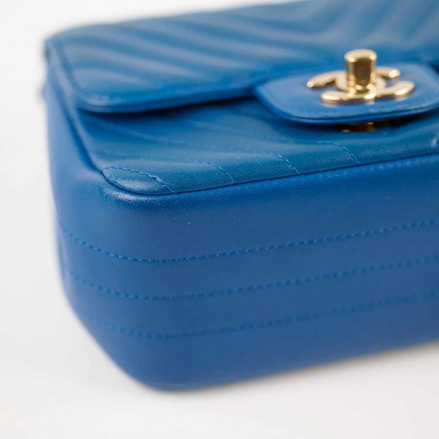 Chanel Mini Square Chevron Bag Blue
