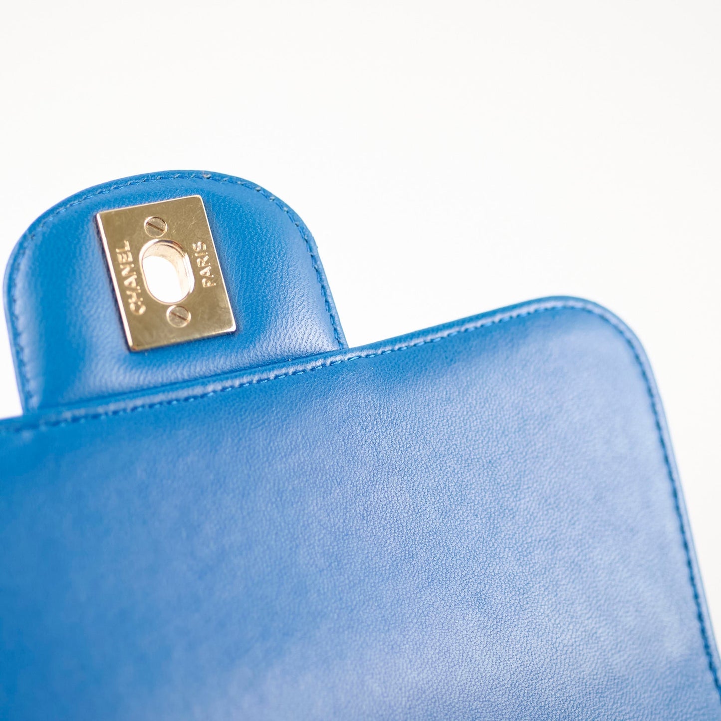 Chanel Mini Square Chevron Bag Blue