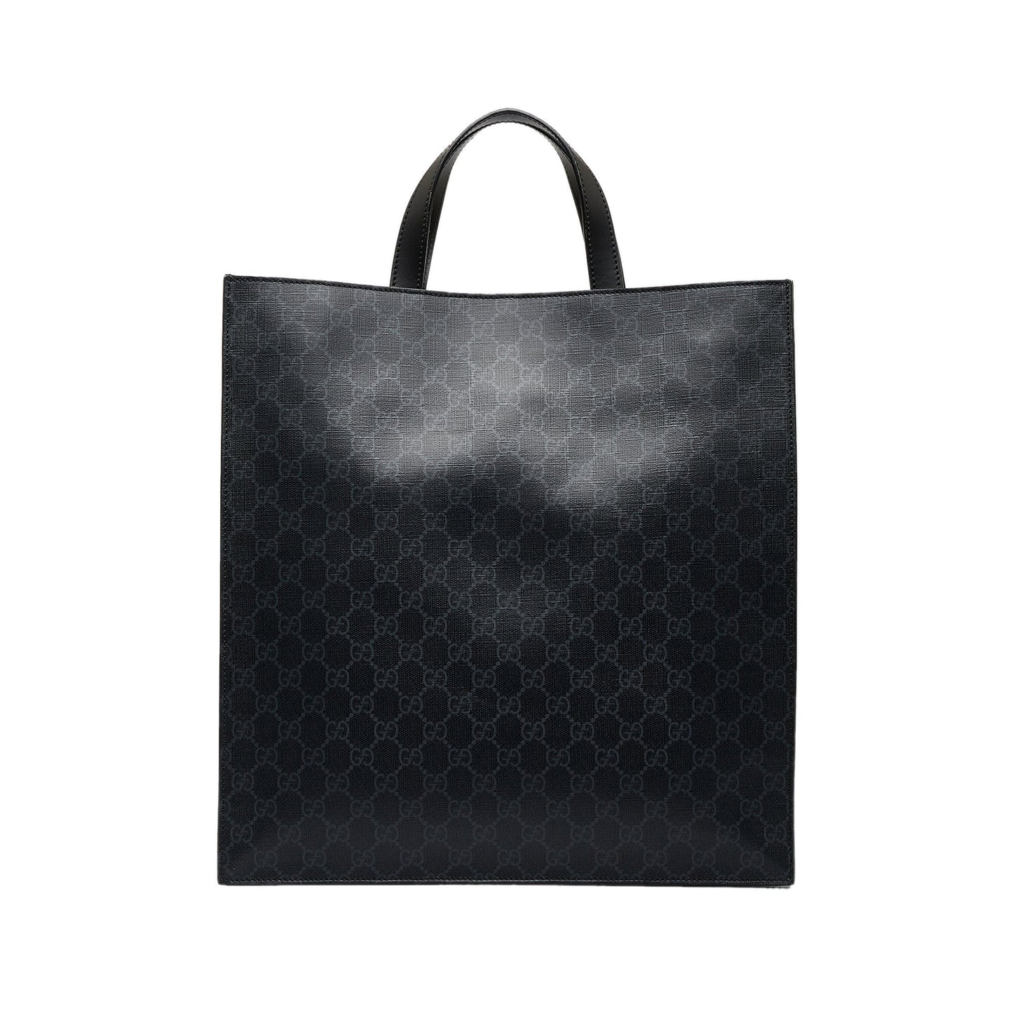 Gucci GG Supreme Black Leather Canvas Tote