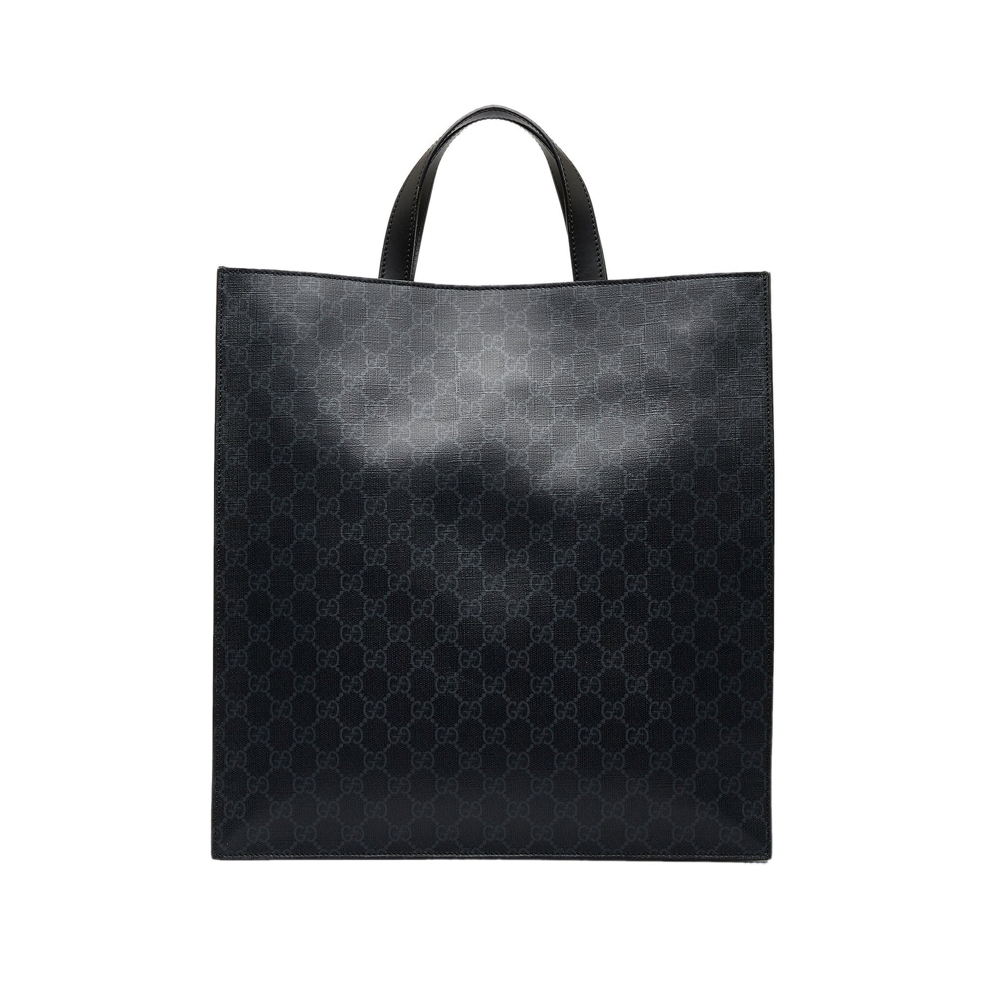 Gucci GG Supreme Black Leather Canvas Tote