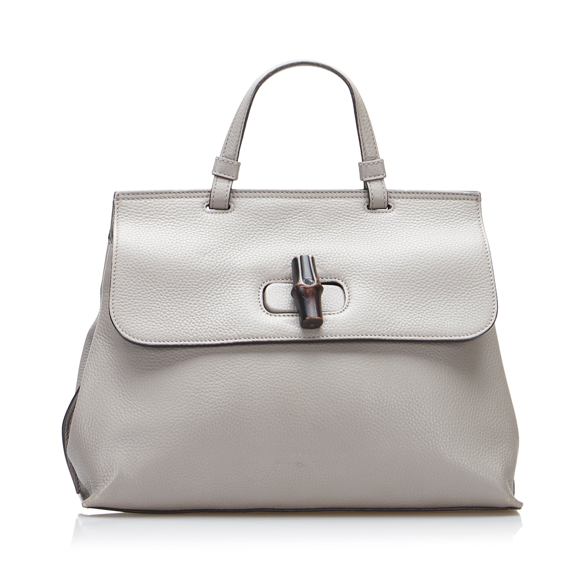 Gucci Bamboo Grey Leather Shoulder Bag