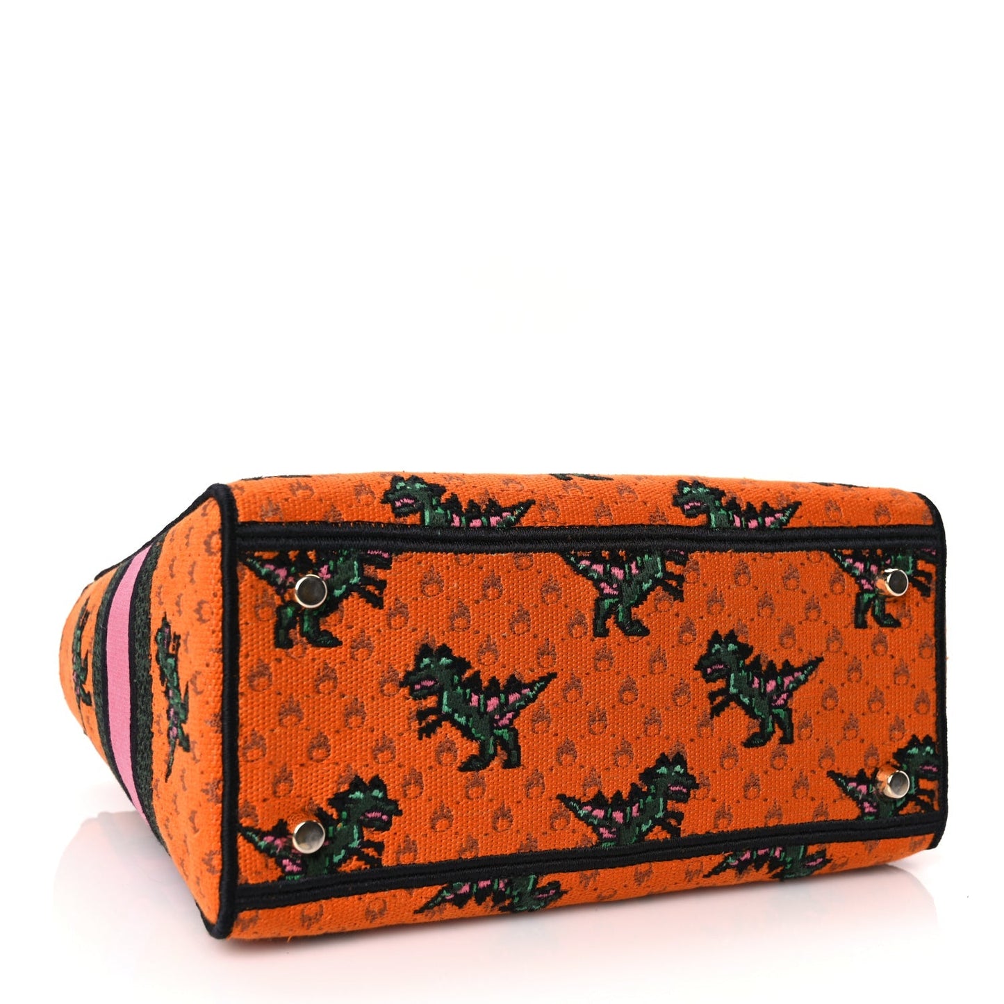 Christian Dior Canvas Embroidered Dino Medium Lady D-Lite Orange Multicolor