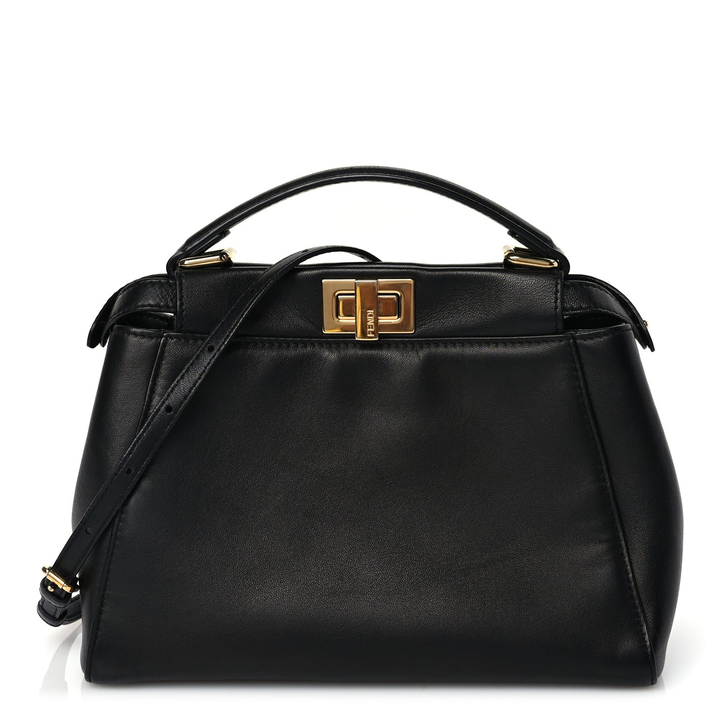 Fendi Nappa Mini Peekaboo Iconic Satchel Black
